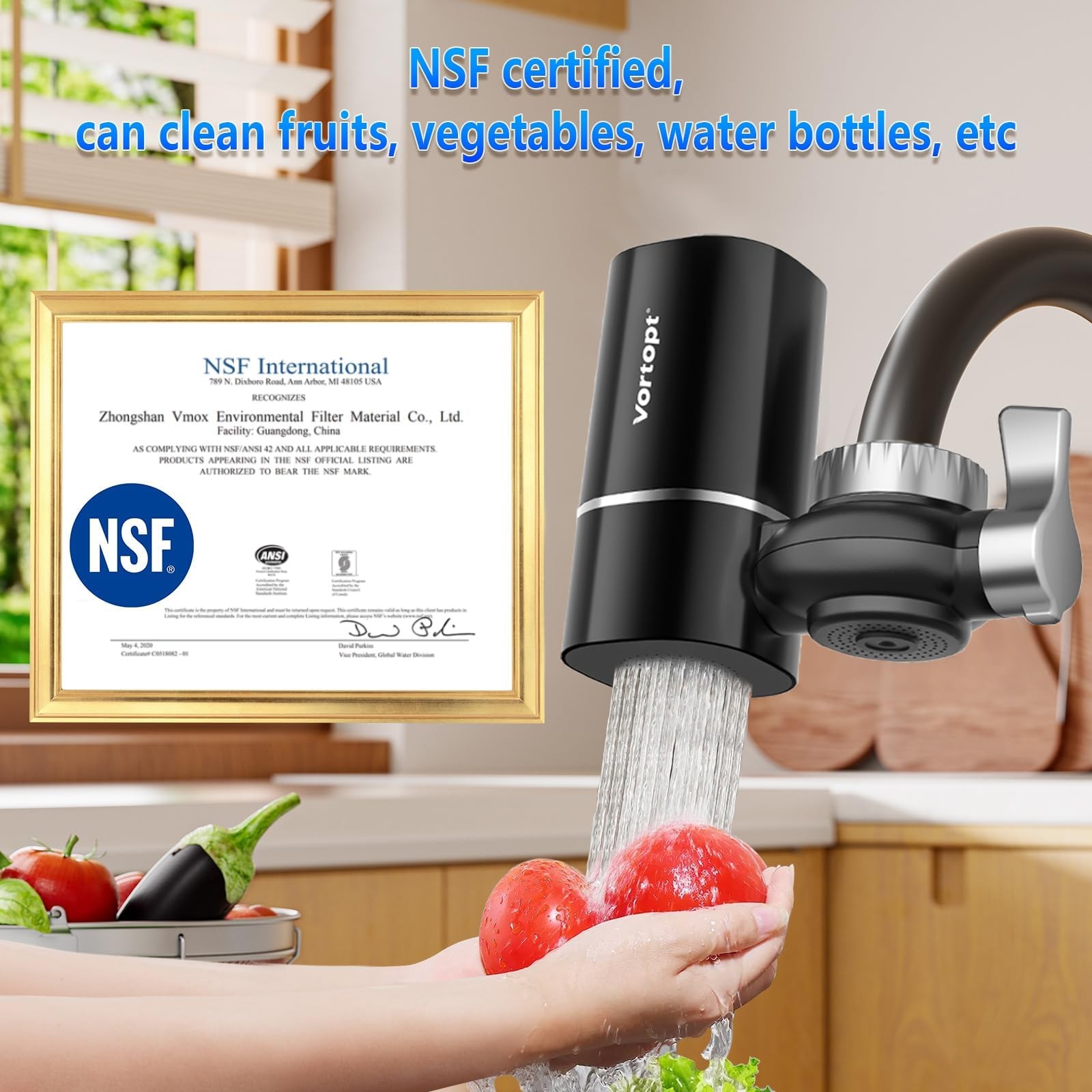 Vortopt Faucet Filter,NSF Certified,400 Gallon High Efficiency Water Purifica…