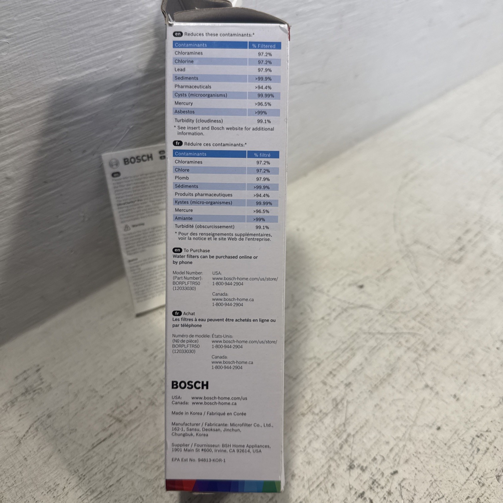 Bosch Ultra Clarity Pro 1 Pack BORPLFTR50 Water Filter Blue #WFS200MF/WFS210MF