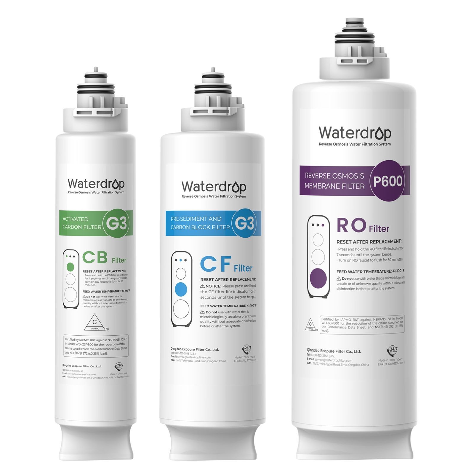 Waterdrop WD-G3P600-W Replacement Filter, WD-G3-N1CF, WD-G3-N3CB, WD-G3P600-RO