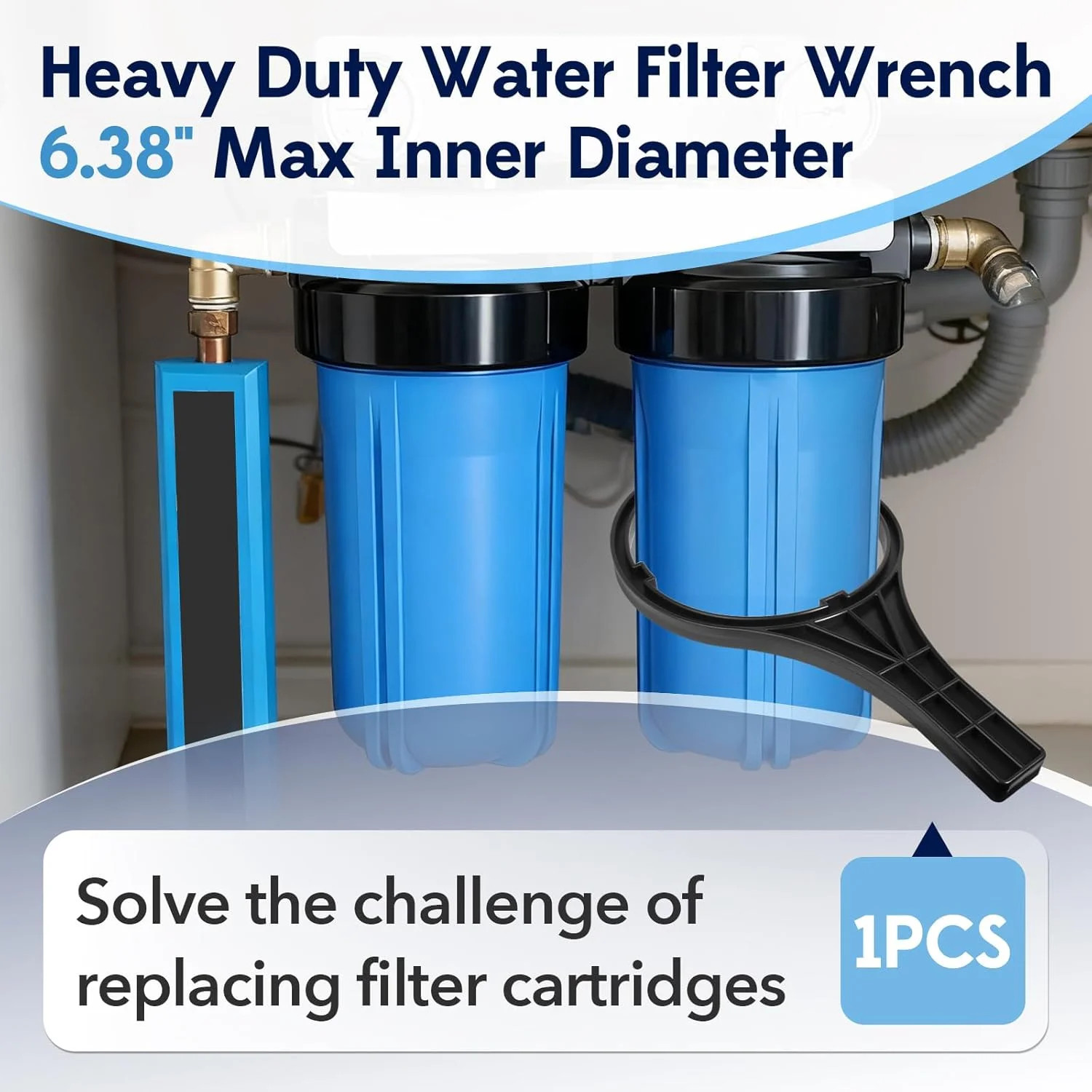 Heavy Duty Water Filter Wrench (6.38″ Max Inner Diameter), Durable Water Filter