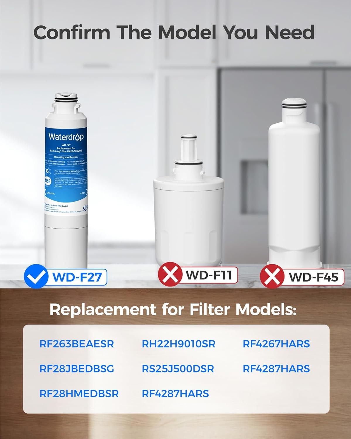 Waterdrop DA2900020B Refrigerator Filter, Replacement for Samsung DA2900020B