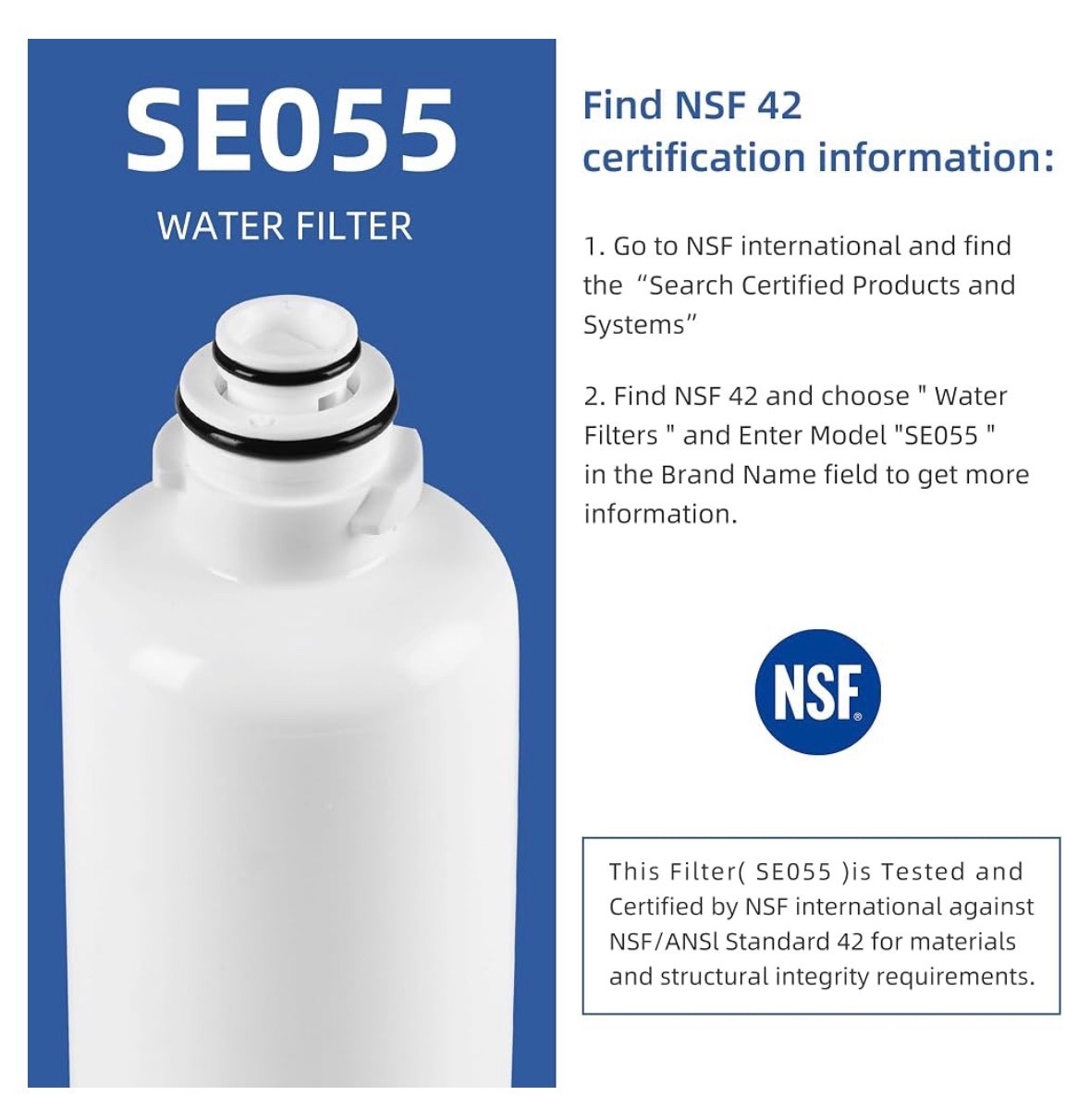2 PACK SETFEEL 11032531 SE055 Water Filter For Bosch Ultra-Clarity BORPLFTR55