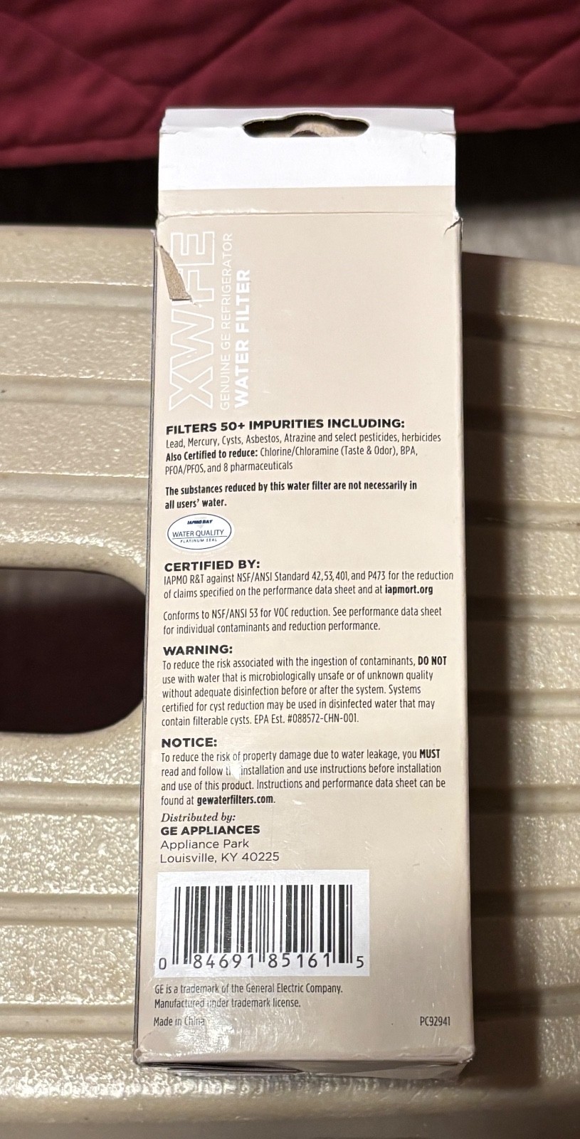 GE XWFE Refrigerator Water Filter Genuine Replacement