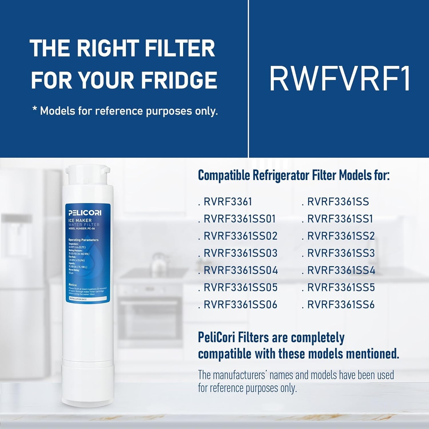 RWFVRF1 Filter Replacement, Compatible With Viking 3 Series Filter RVRF3361 3PK