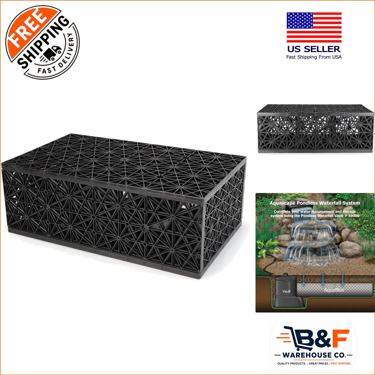 Aquablox Small Modular Water Storage System – 17 Gallon Capacity in Black