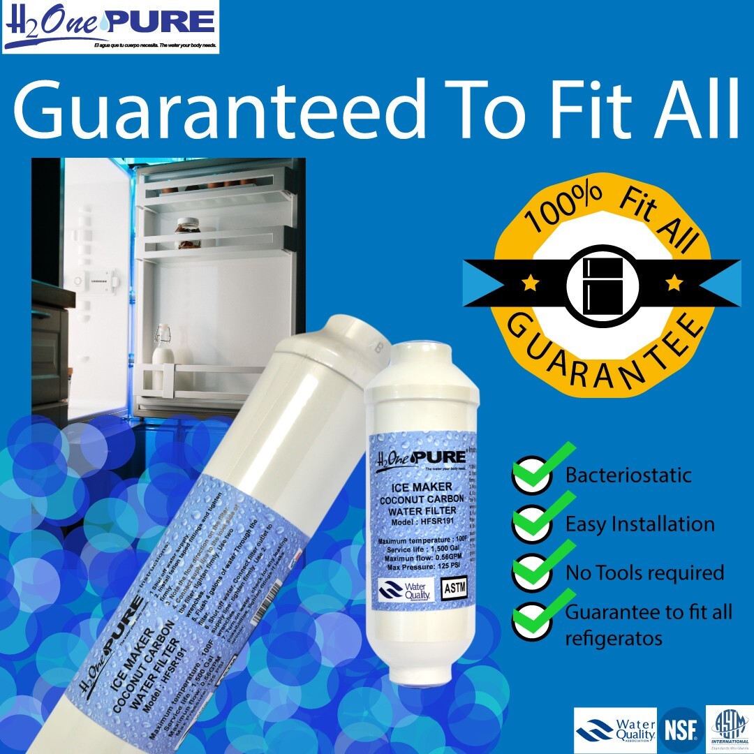 H2One Pure | Inline Bacteriostatic Ice Maker Filter for Refrigerators 10»