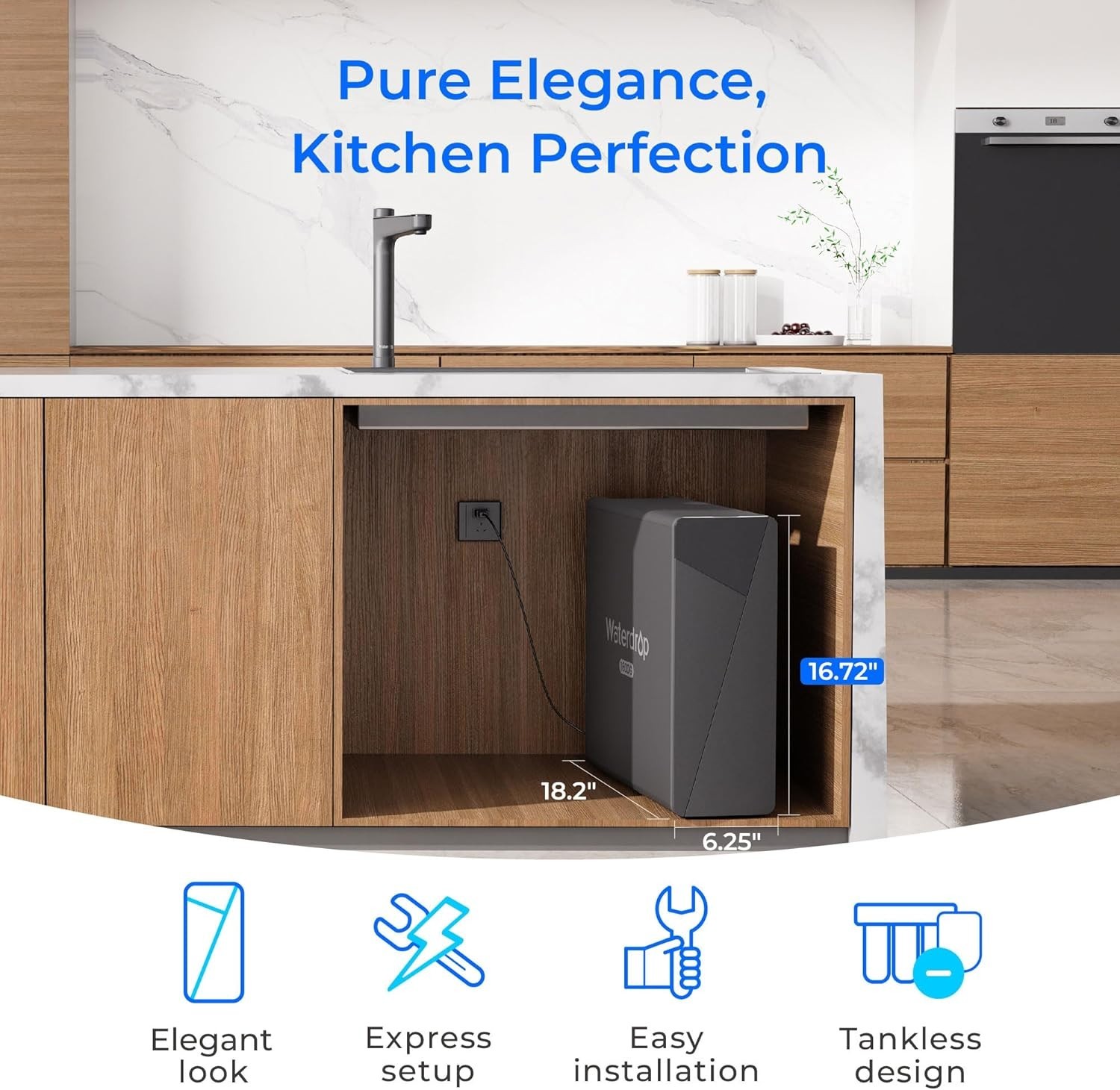 Waterdrop X16 Tankless Reverse Osmosis System, 1600 GPD RO , 11-Stage Filtration