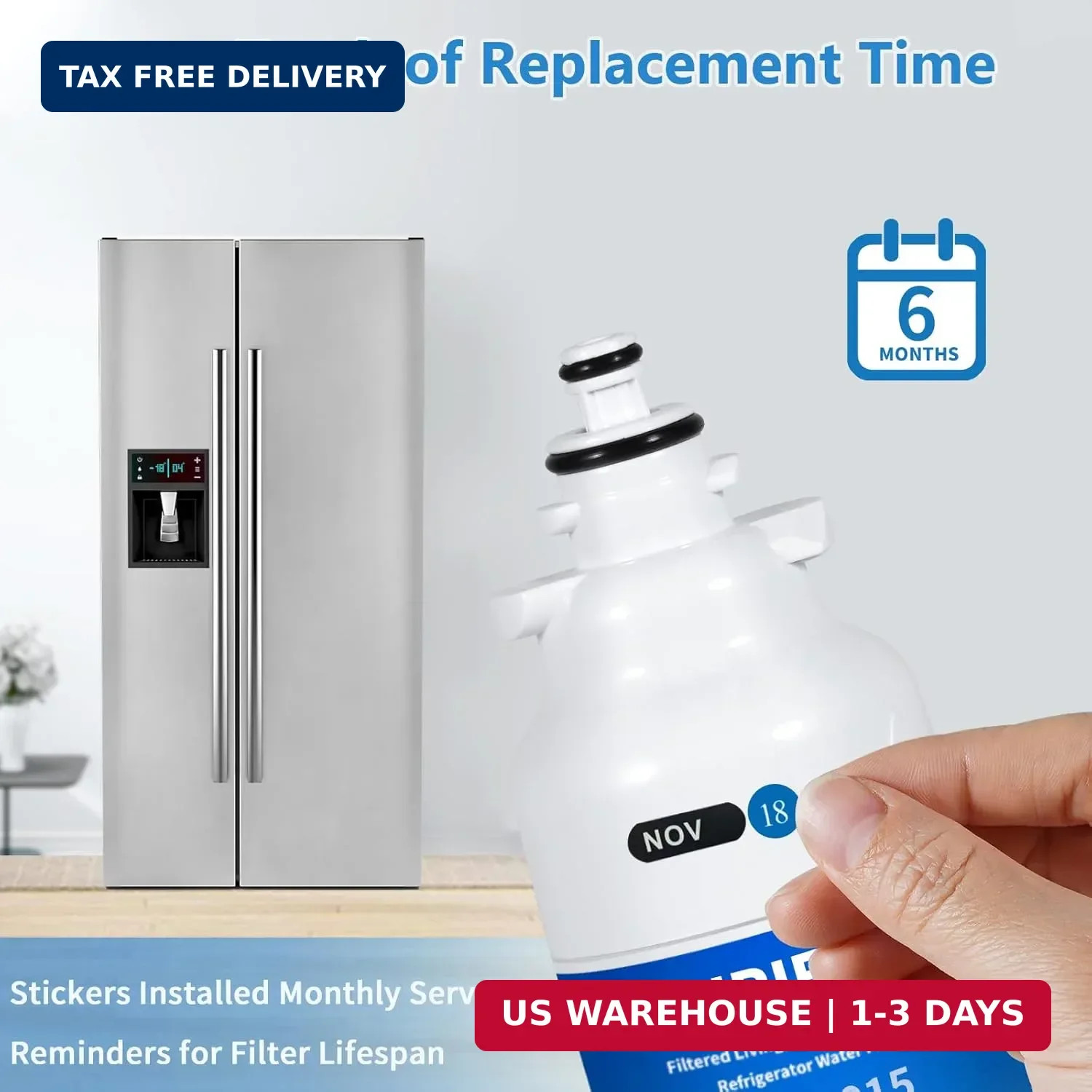 3 Pack ADQ73613401 Refrigerator Water Filter, Compatible with LG LT800P, LT800PC