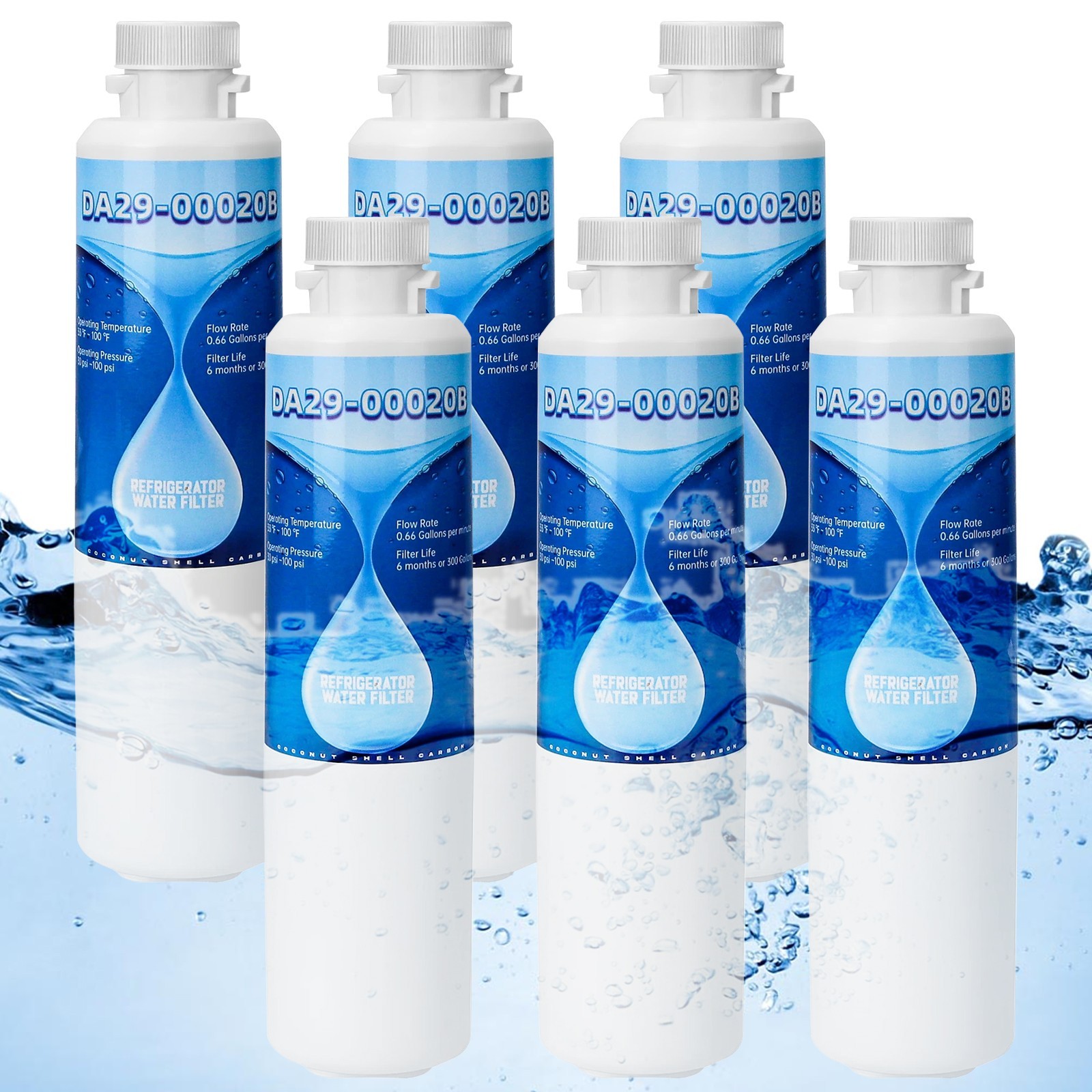 DA29-00020B HAF-CIN/EXP Refrigerator Water Filter Fit for Samsung, 6 Pack