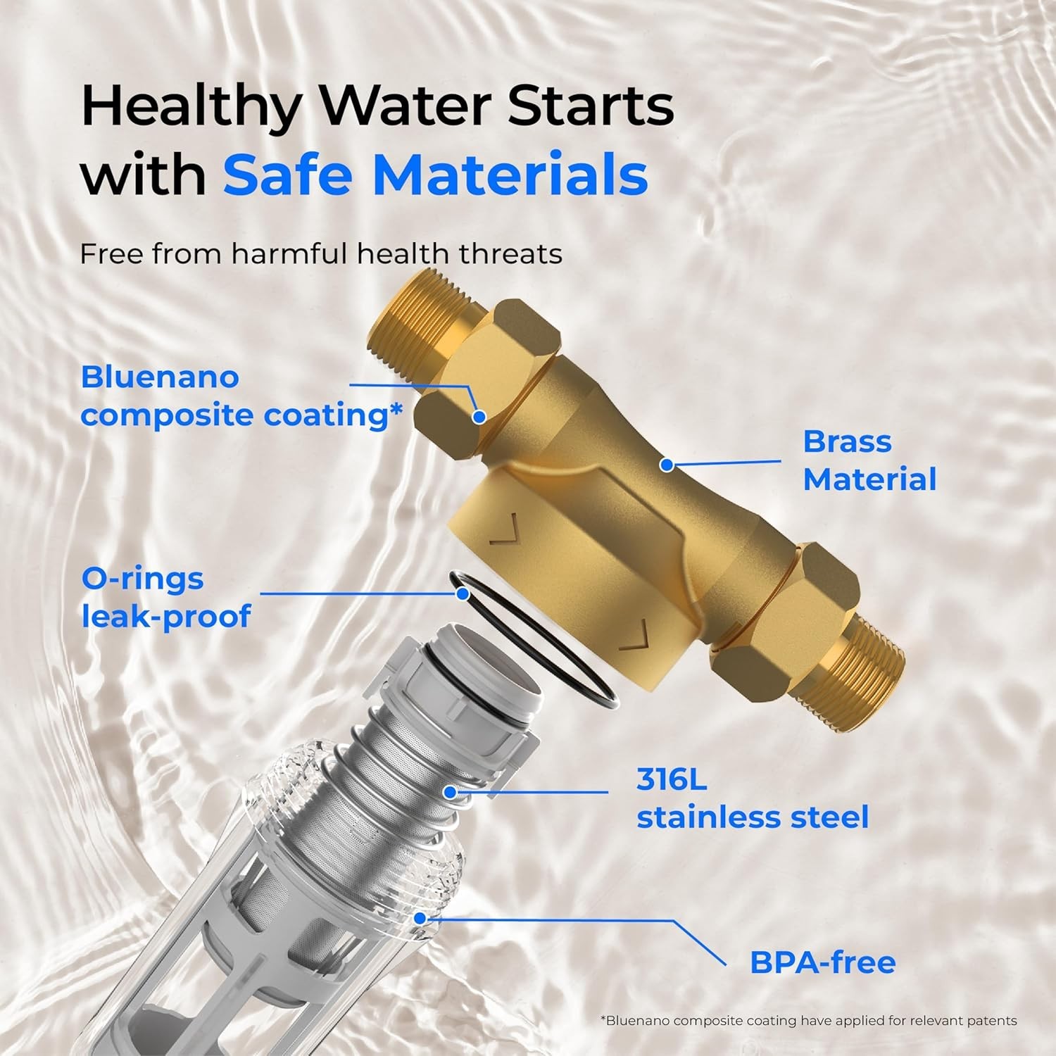 Waterdrop Spin Down Sediment Filter, 50 Micron+200 Micron, Traps Sand, BPA Free