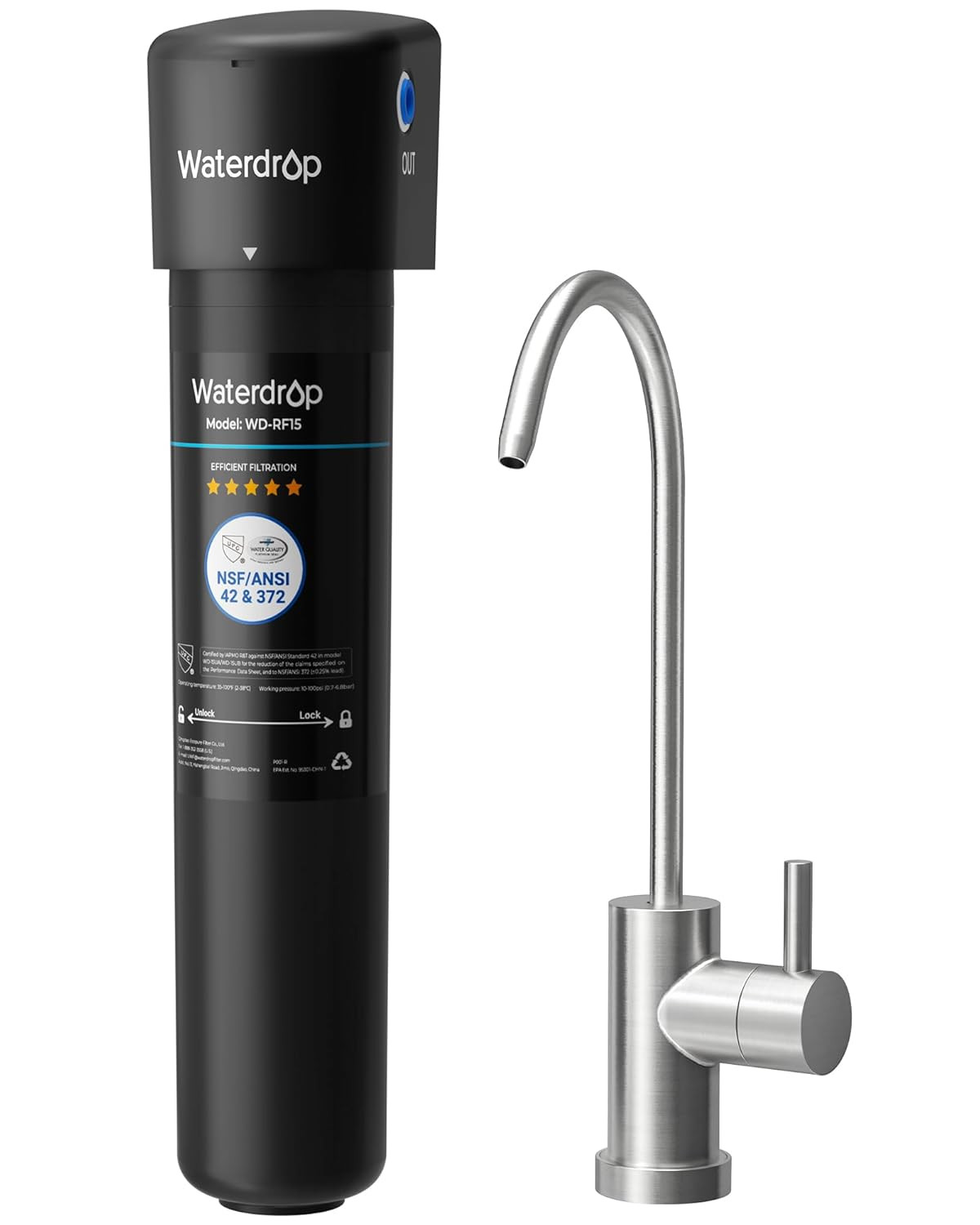 15UB under Sink Water Filter System, Reduces PFAS, PFOA/PFOS, Lead, Chlorine, Ba