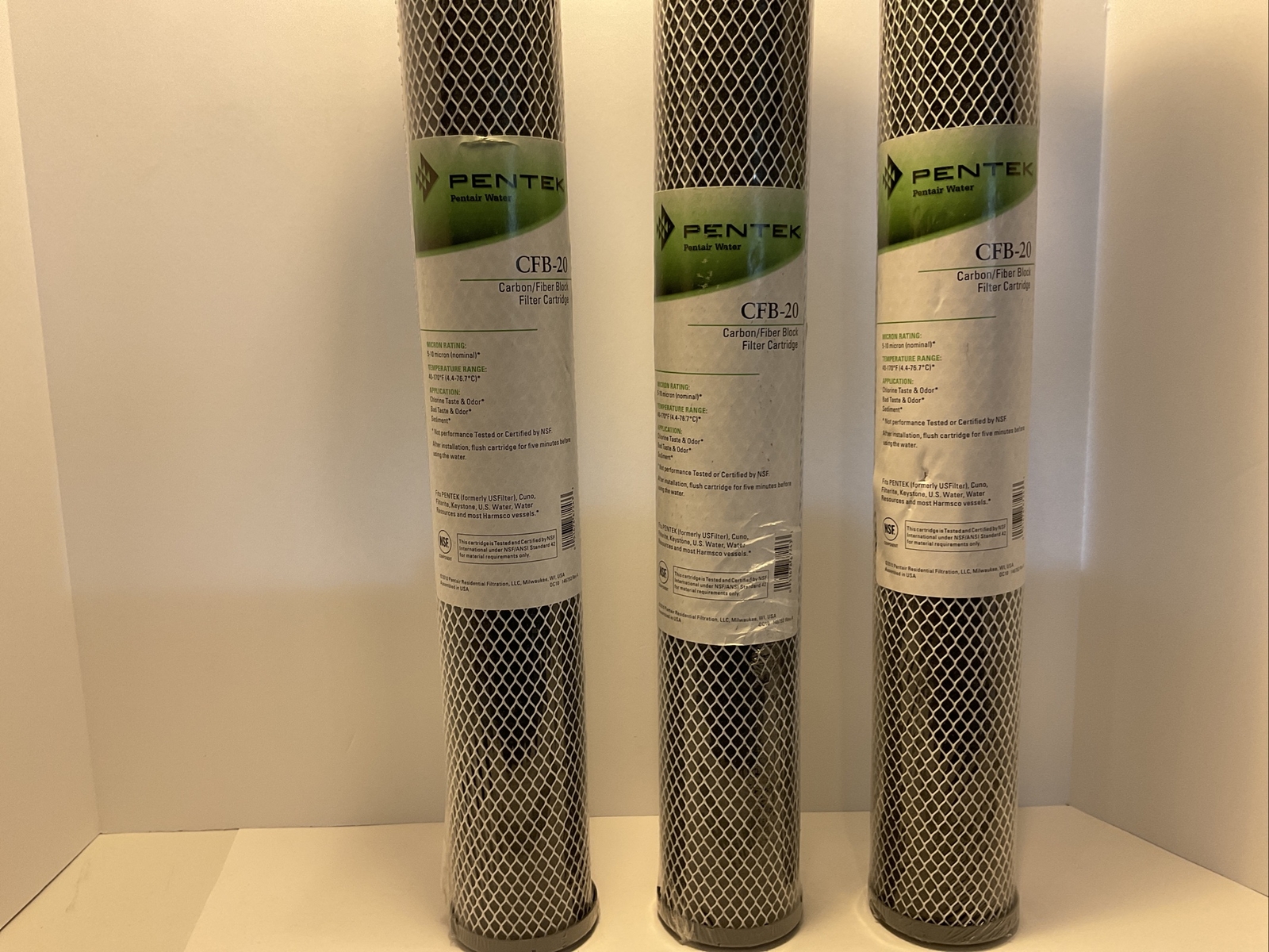 Pentek CFB-20 Carbon ?fiber Block filter Cartridge Lot Of 3 New 5-10 Micron
