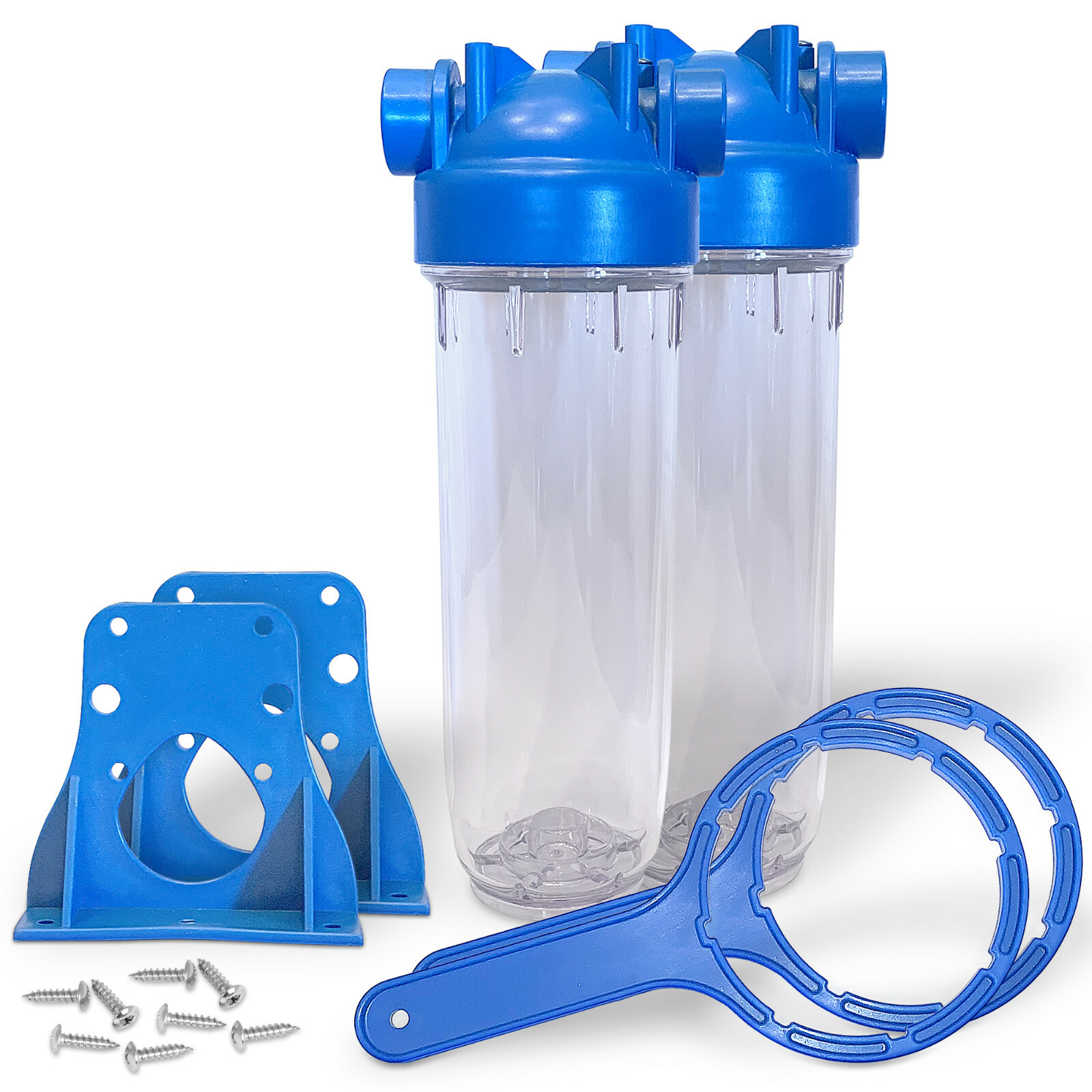 2 European Design Transparent Standard 10 inch Water Filter Housing, 3/4” Port