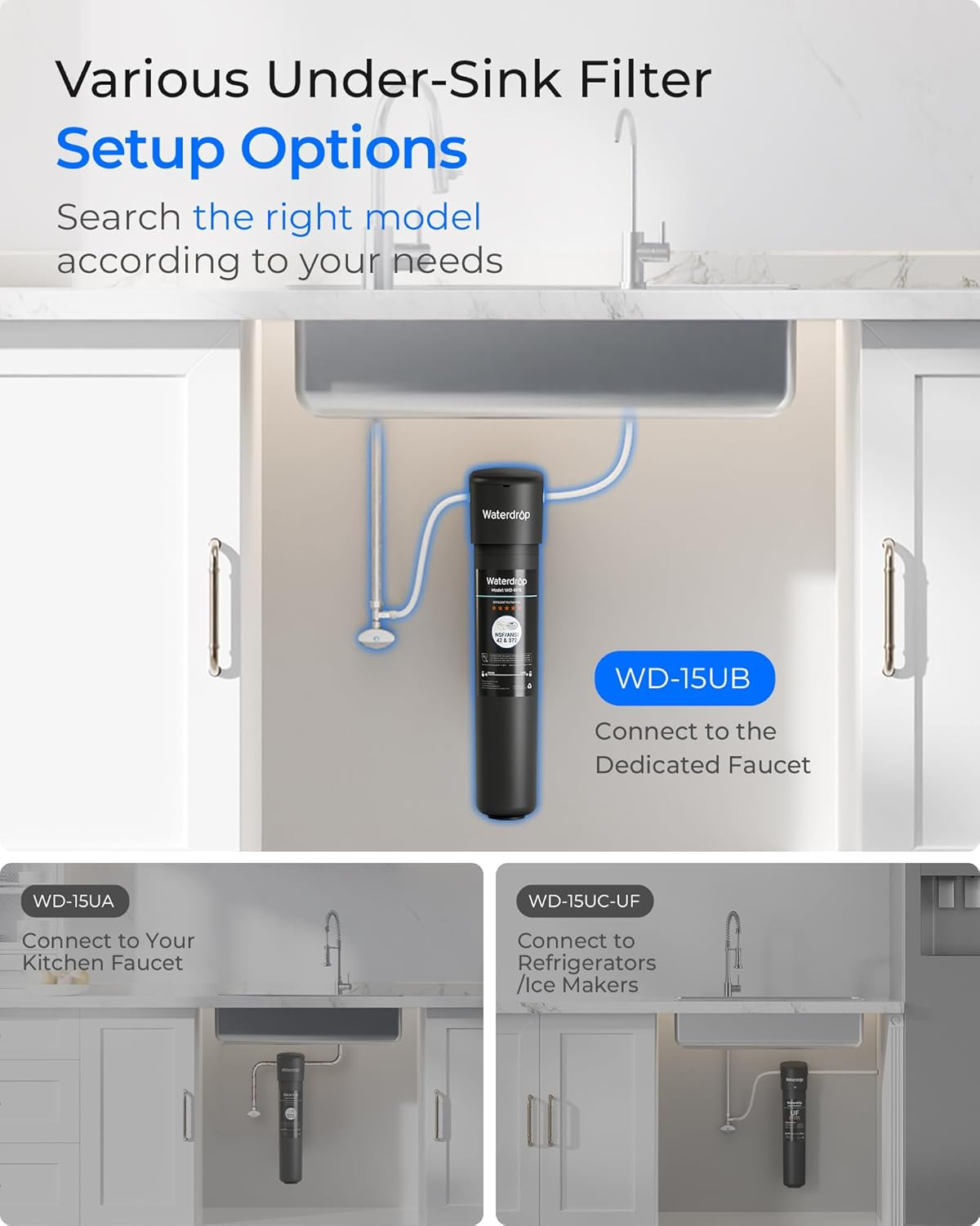 15UB under Sink Water Filter System, Reduces PFAS, PFOA/PFOS, Lead, Chlorine, Ba