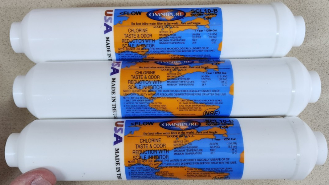 3x Omnipure SCL10-B Inline Water Filter 10″ 10 Micron 0.5 GP, 1 Year/1250Gal.