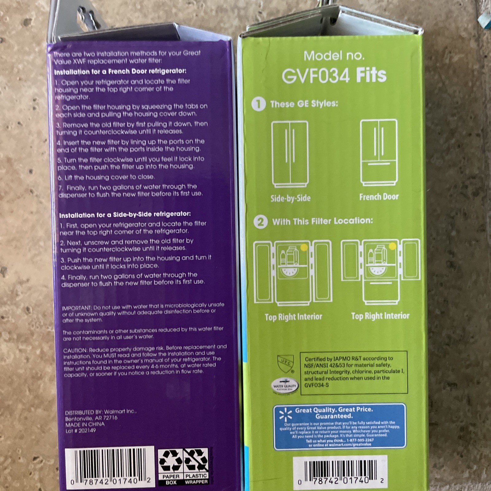 2 Pack GREAT VALUE XWF Refrigerator Water Filter Replacement for GE XWF New