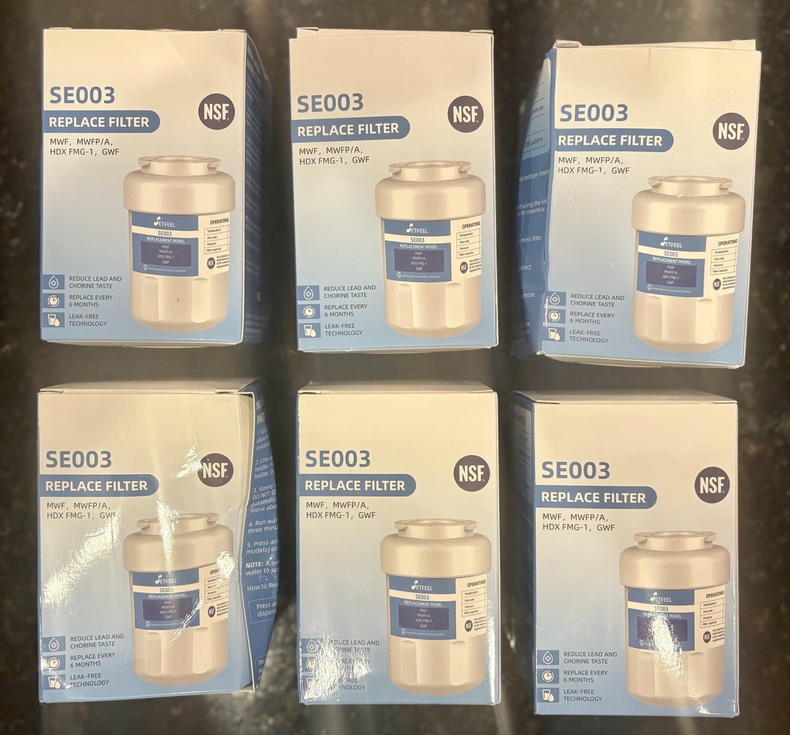 6 Pack SETFEEL SE003 Replacement Filter MWF, MWFP/A, HDX FMG-1, GWF