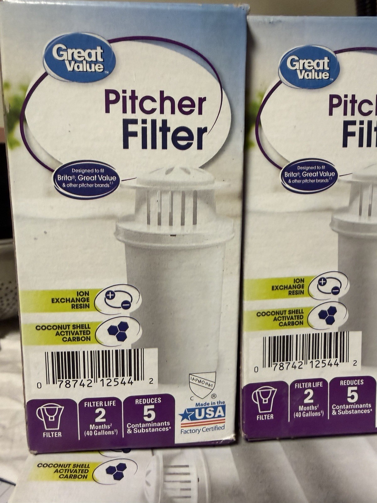 Great Value 6 Pitcher Filters Made in USA Designed for Brita Great Value NEW