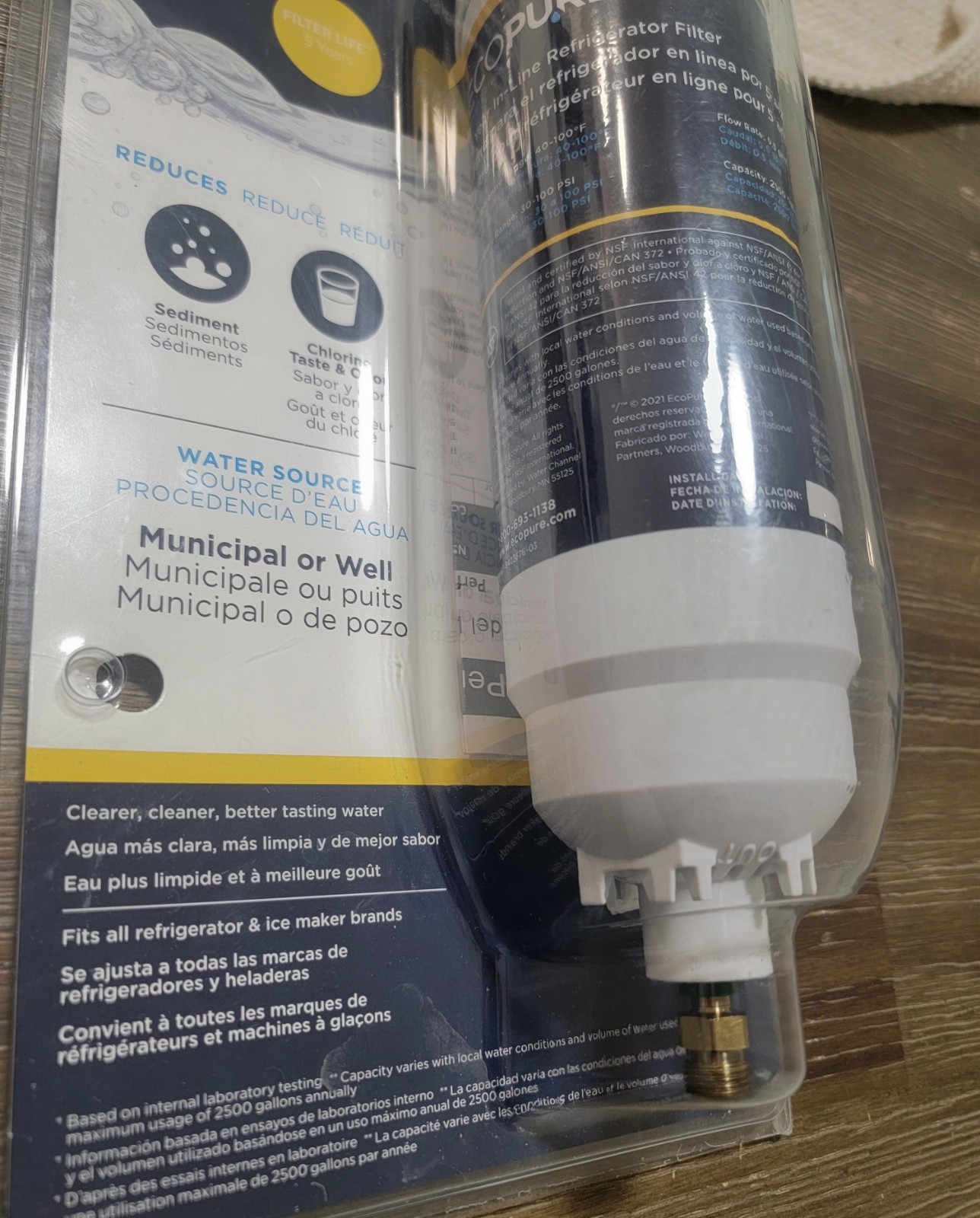 EcoPure EPINL30 5 Year in-Line Refrigerator Filter