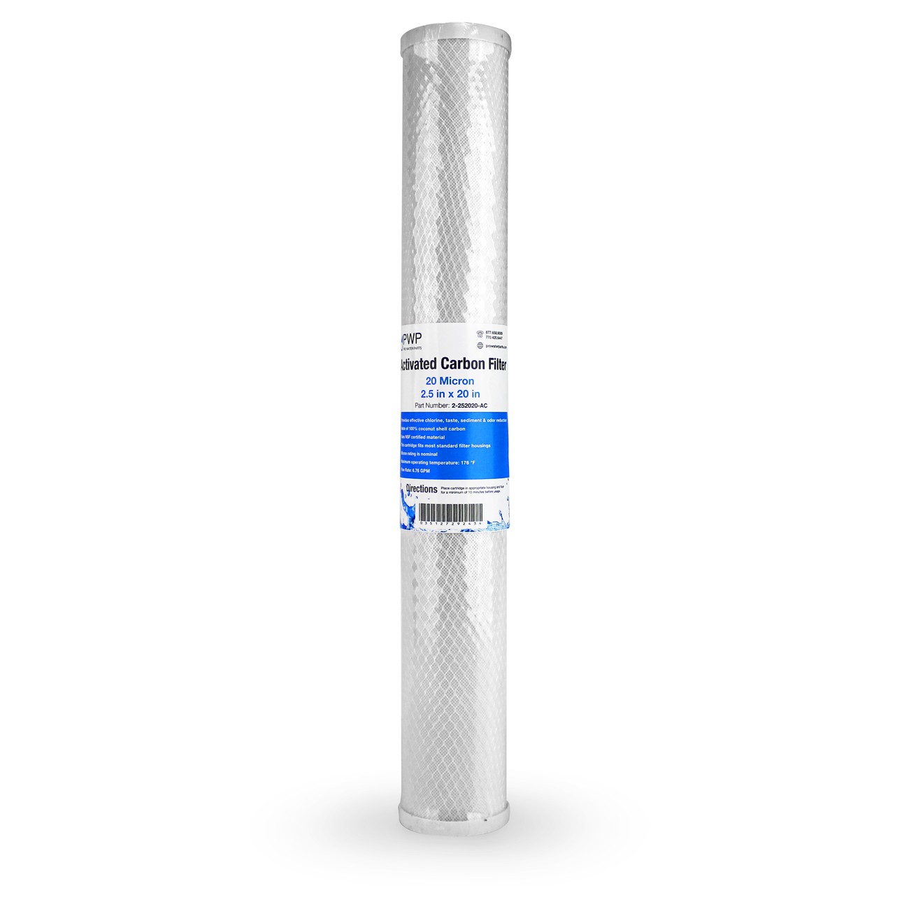 Carbon Block Water Filter Whole House RO CTO 2.5 x 20 In 20 Micron 20 Pack