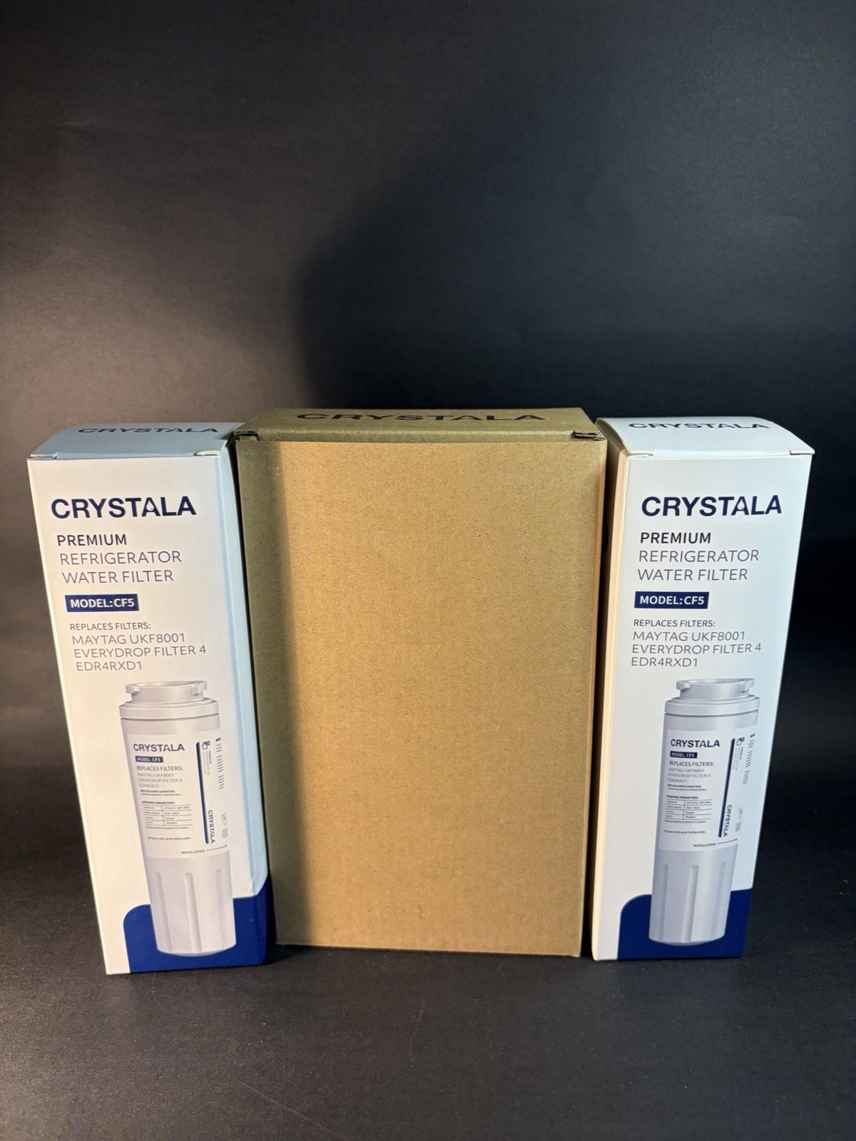 4 Crystal Premium Refrigerator Water Filter Model CF5 New In Box Maytag UKF8001