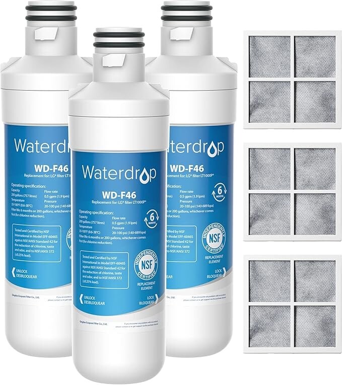 Waterdrop ADQ747935 LT1000PC Replacement for LG LT1000P, 3-Pack Combo