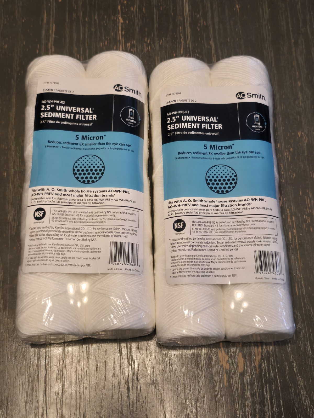 2 packs AO Smith 2.5” Univ Sediment Filter AO-WH-PRE R2 New Sealed