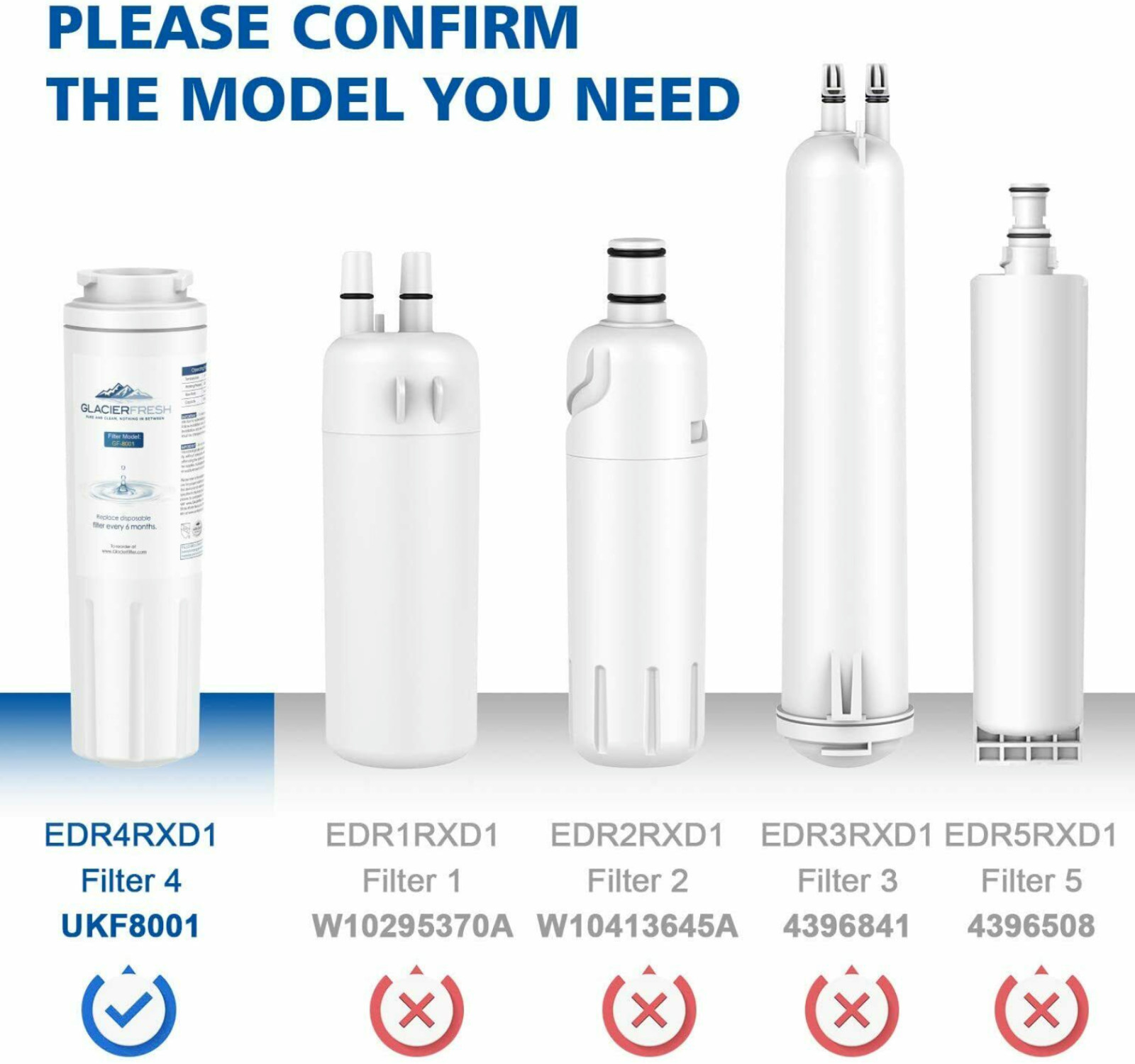 1 Pack Every Drop 4 EDR4RXD1 UKF8001 Refrigerator Water Filter Whirpool Maytag