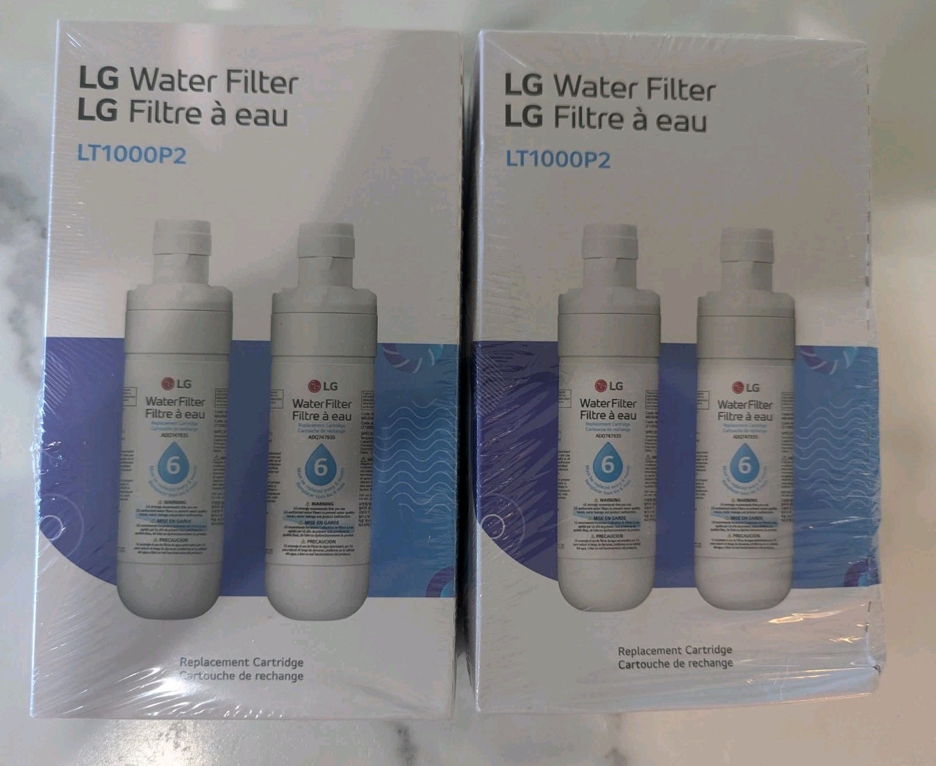 2 Pk X2 Genuine LG LT1000P2 6-Month / 200 Gal Refr Replacement Water Filter