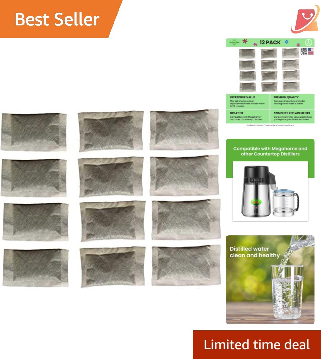 Distiller Filters Activated Charcoal Odor Absorbing 12 Pack for Countertop Di…