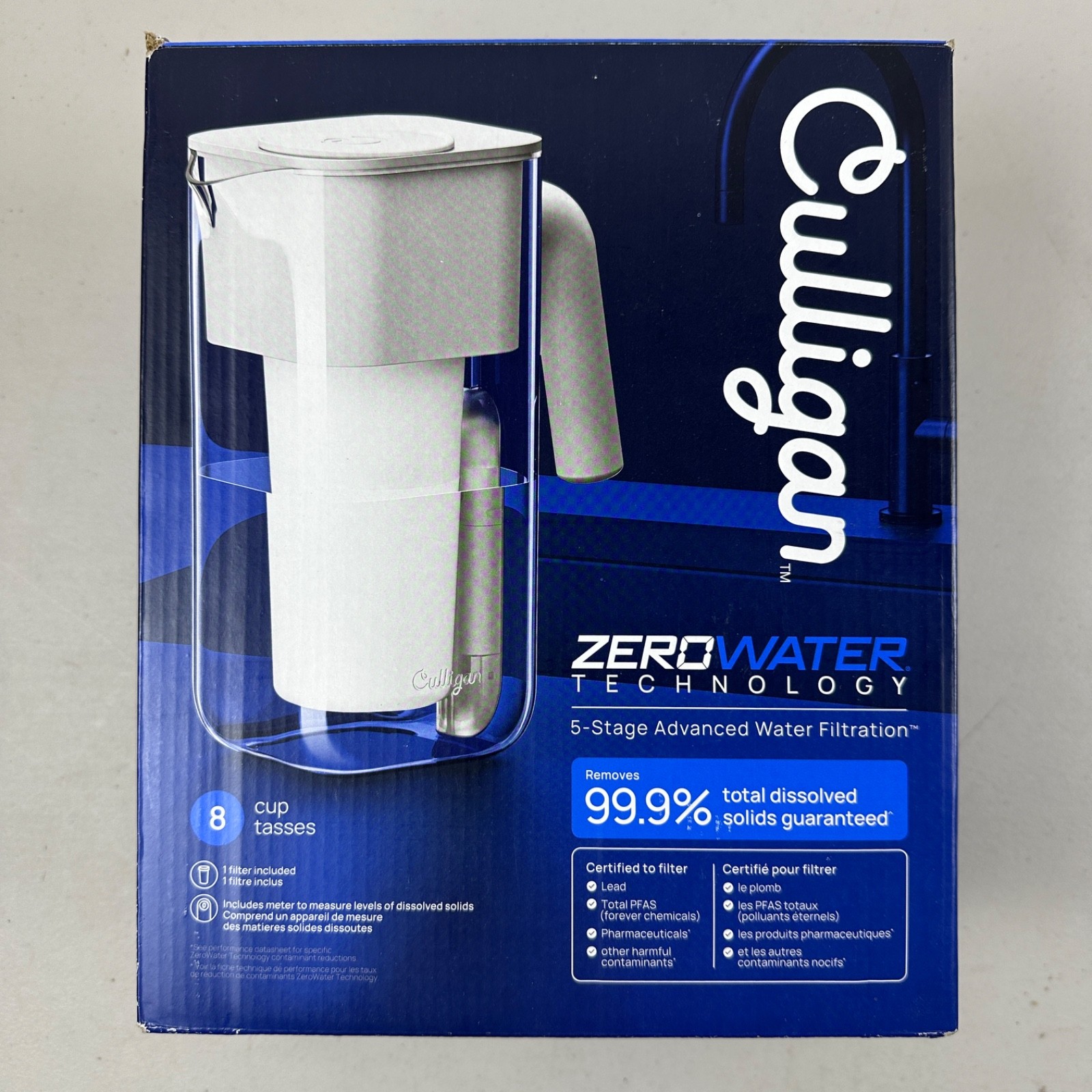 Culligan with ZeroWater Technology 8-Cup Water Filter Pitcher New Sealed White