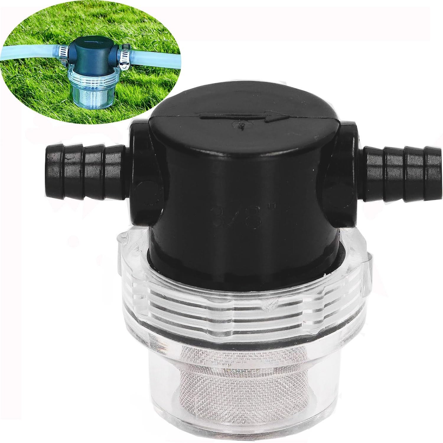 3/8 Inch Water Pump Strainer Hose Barb In-Line Strainer Twist-On Sprayer Filter