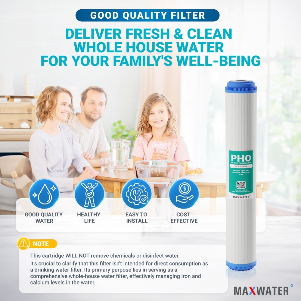 Max Water Whole House 20″ Slim Blue Anti-Scale Phosphate Filter