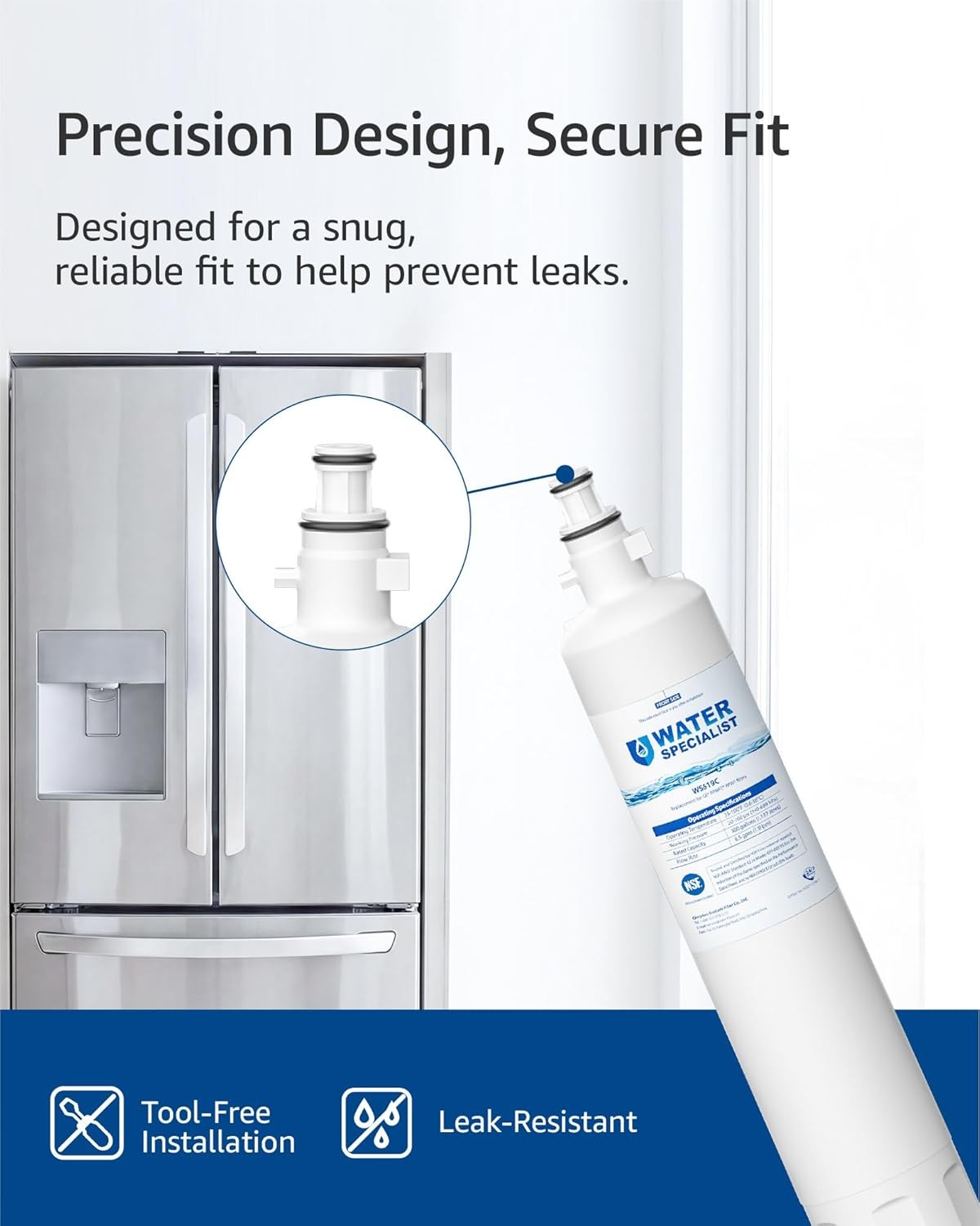 Waterspecialist WS619C Replacement for RPWFE® Refrigerator Water Filters, (2)