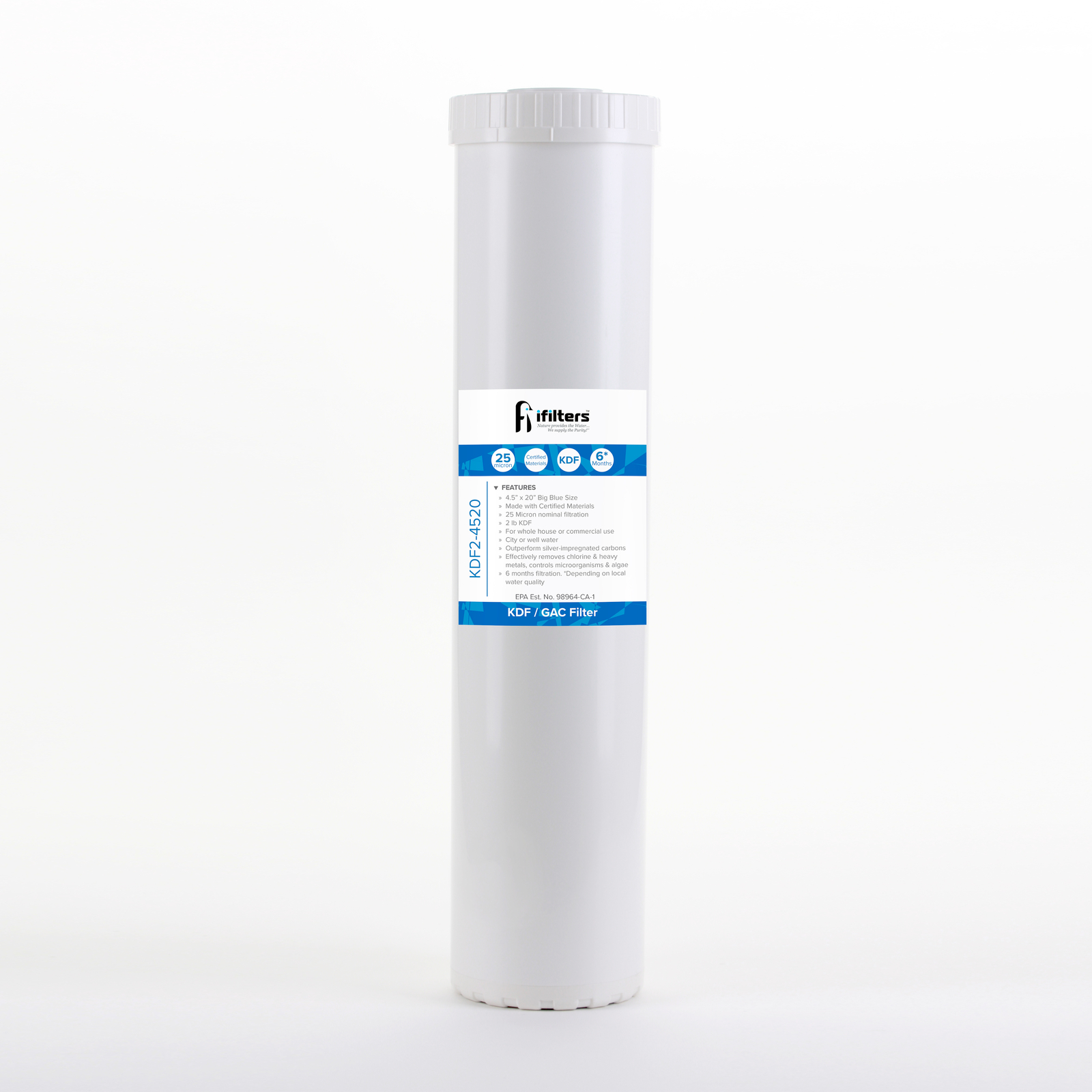 iFilters KDF and GAC City or Well Water Whole House Filtration 4.5″ x 20″
