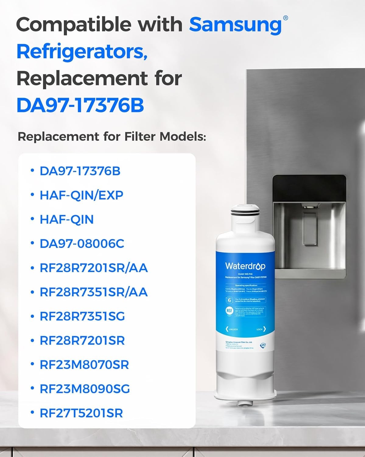 Waterdrop DA97-17376B HAF-QIN/EXP Replacement for Samsung Water Filter (3)