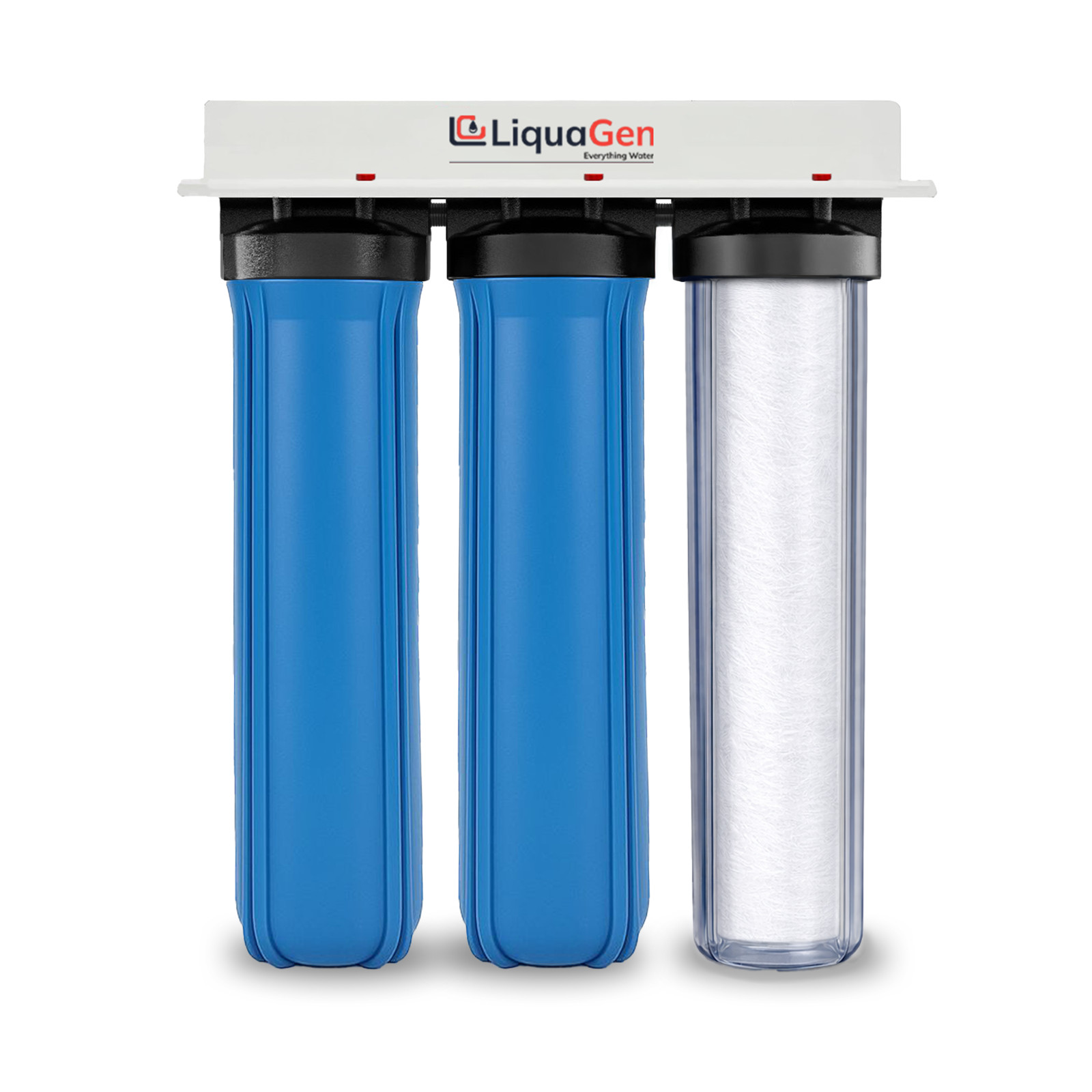 LiquaGen 3 Stage Whole House Water Filter Heavy Metals Reduction System 20″