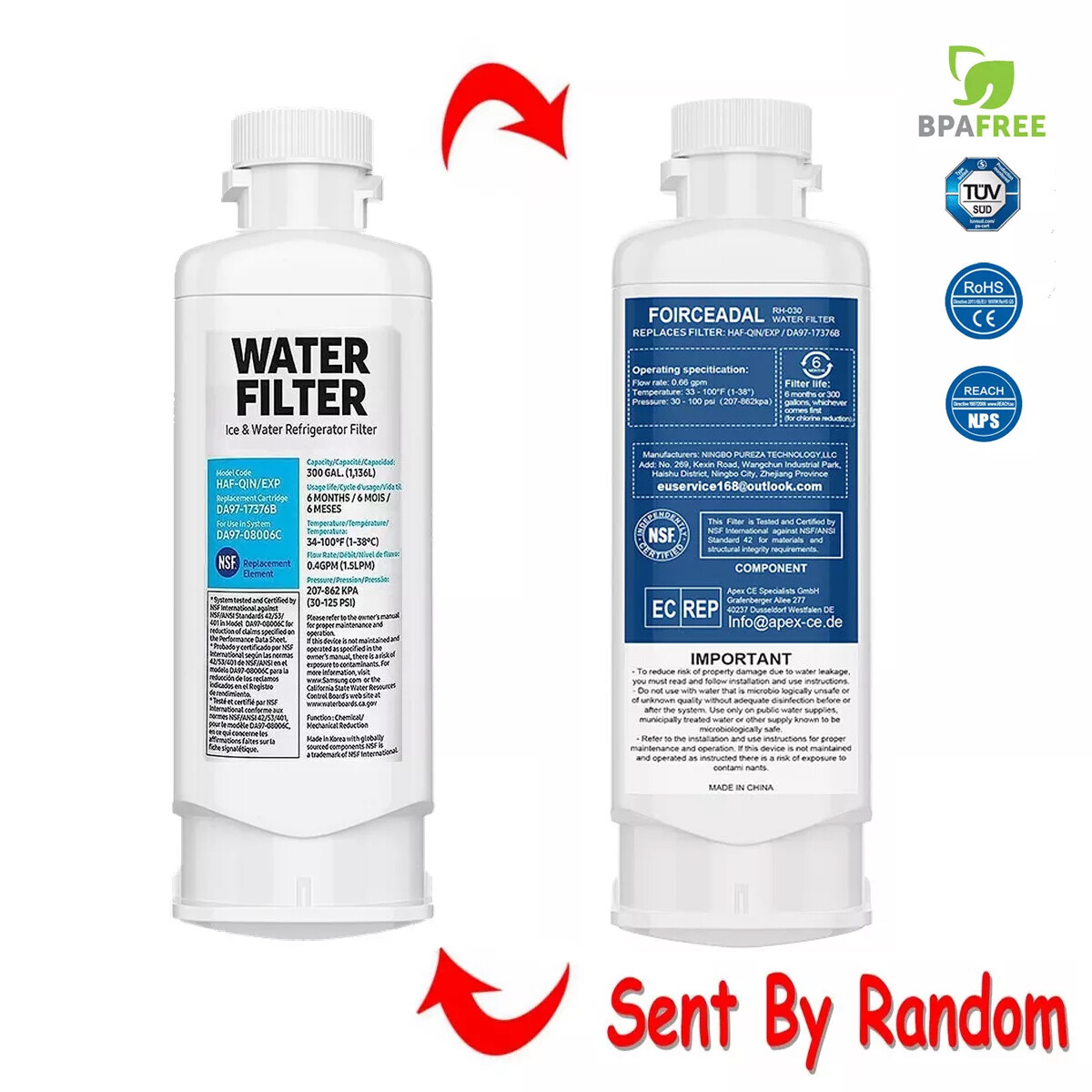 1/2/3/4 Pcs for Samsung DA97-17376B HAF-QIN/EXP Refrigerator Water Filter NEW