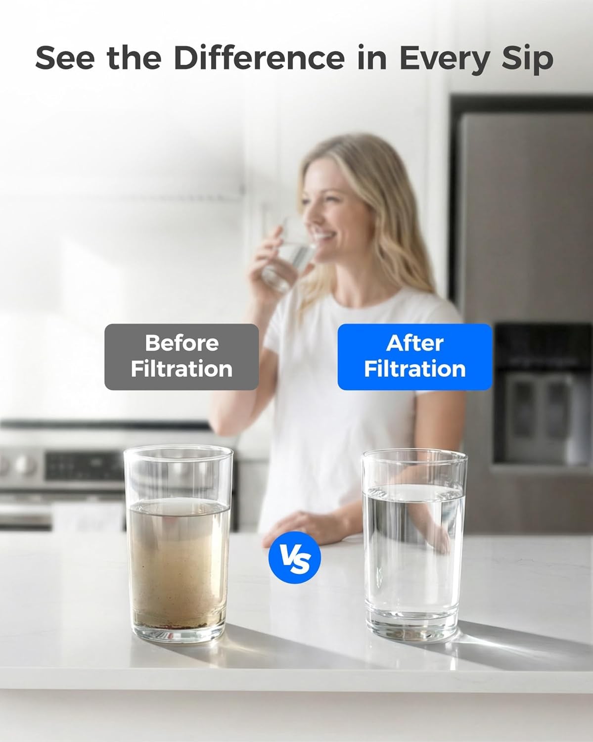 Waterdrop Refrigerator Water Filter, Replacement for GE® RPWFE® (With Chip), 2