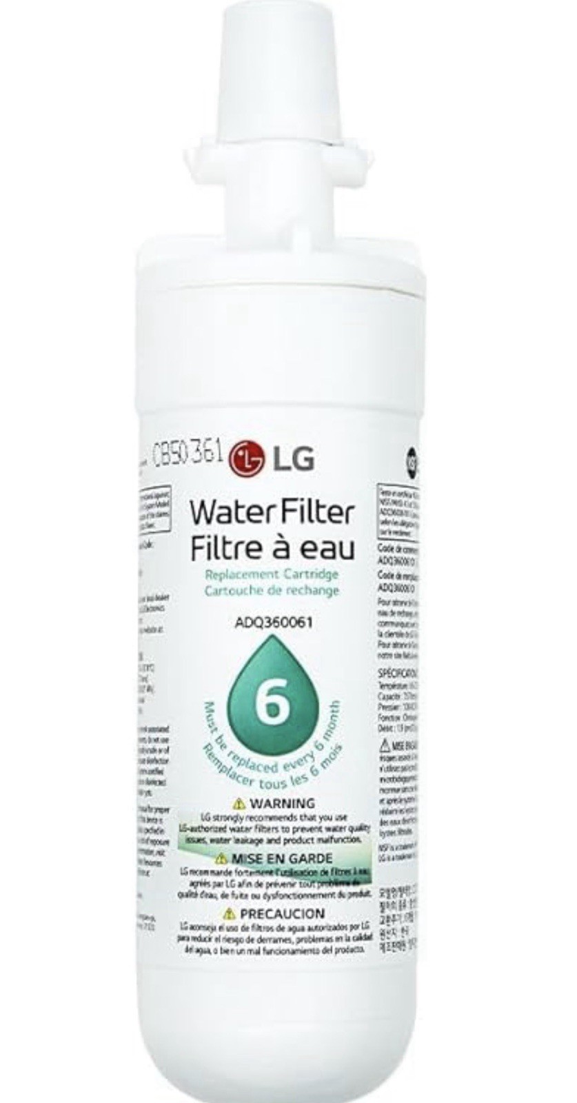 Lg Lt700p2 6-month / 200 Gallon Refrigerator Replacement Water Filter, 2 Count