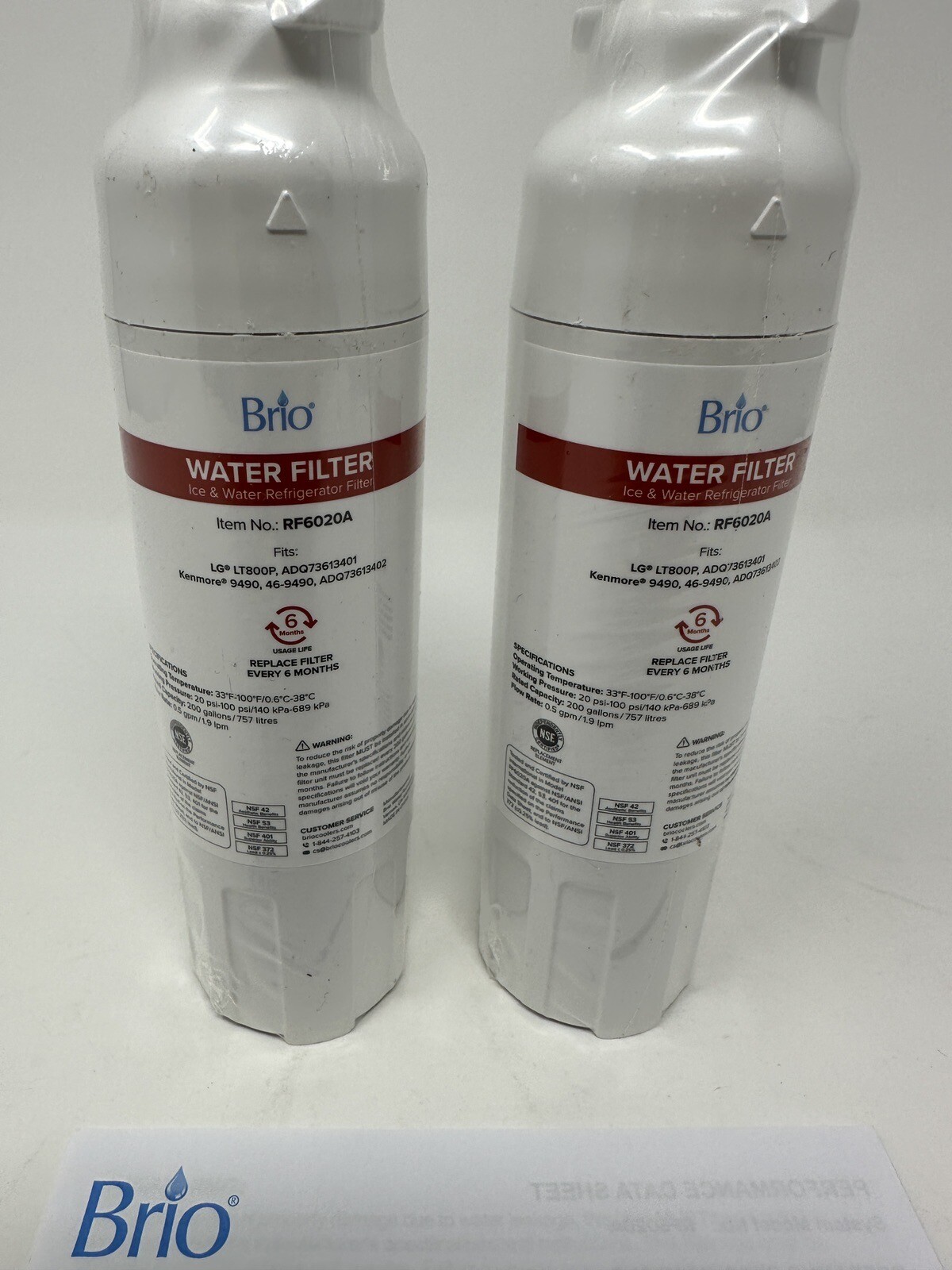 Lot of 2 Brio RF6020A Water Filters – LG Kenmore Fridge See Pics