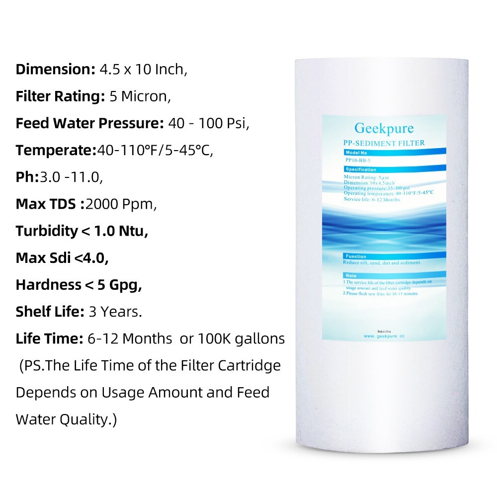 2 Stage 10″Clear Housing For Whole House Water Filter System-PP and Carbon Block
