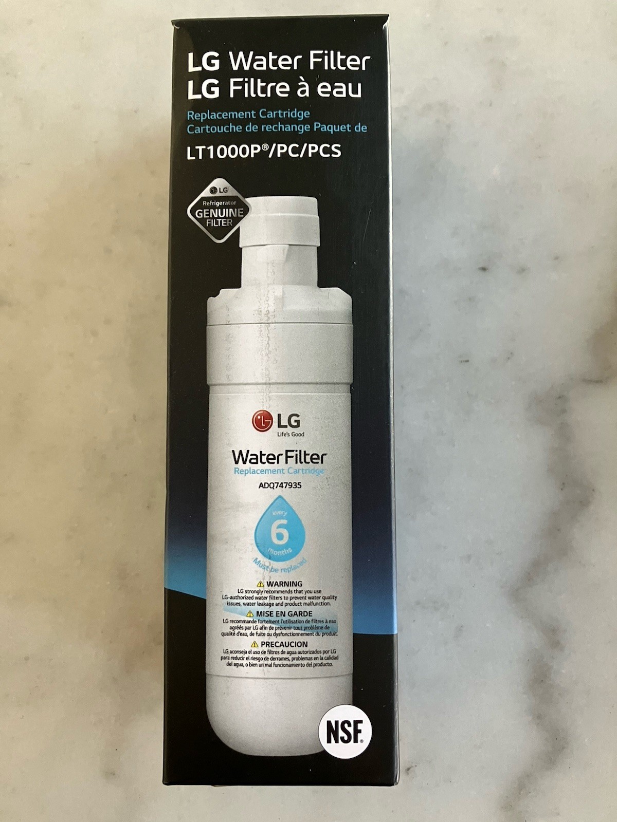 New Sealed LG Genuine Water Filter Replacement Cartridge LT1000P/PC/PCS