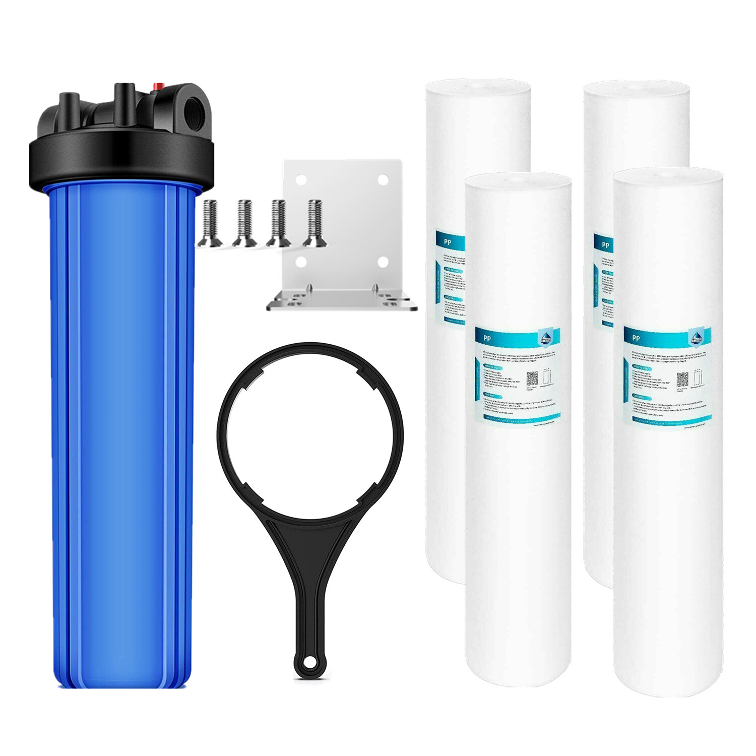 20 inch Big Blue Whole House Water Filter Housing 20″ x 4.5″ Sediment Filters