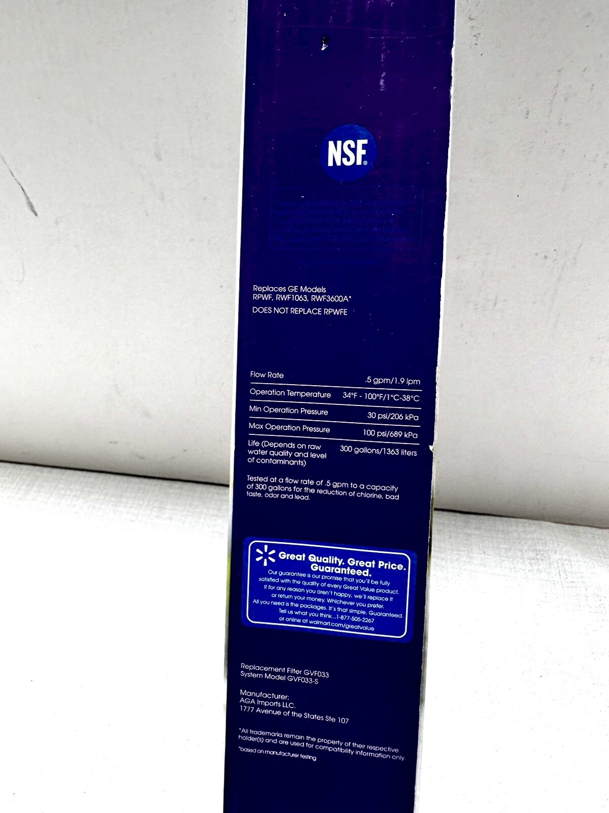 Great Value Refrigerator Water Filter Replaces Ge Model RPWF 6months 300 gallons