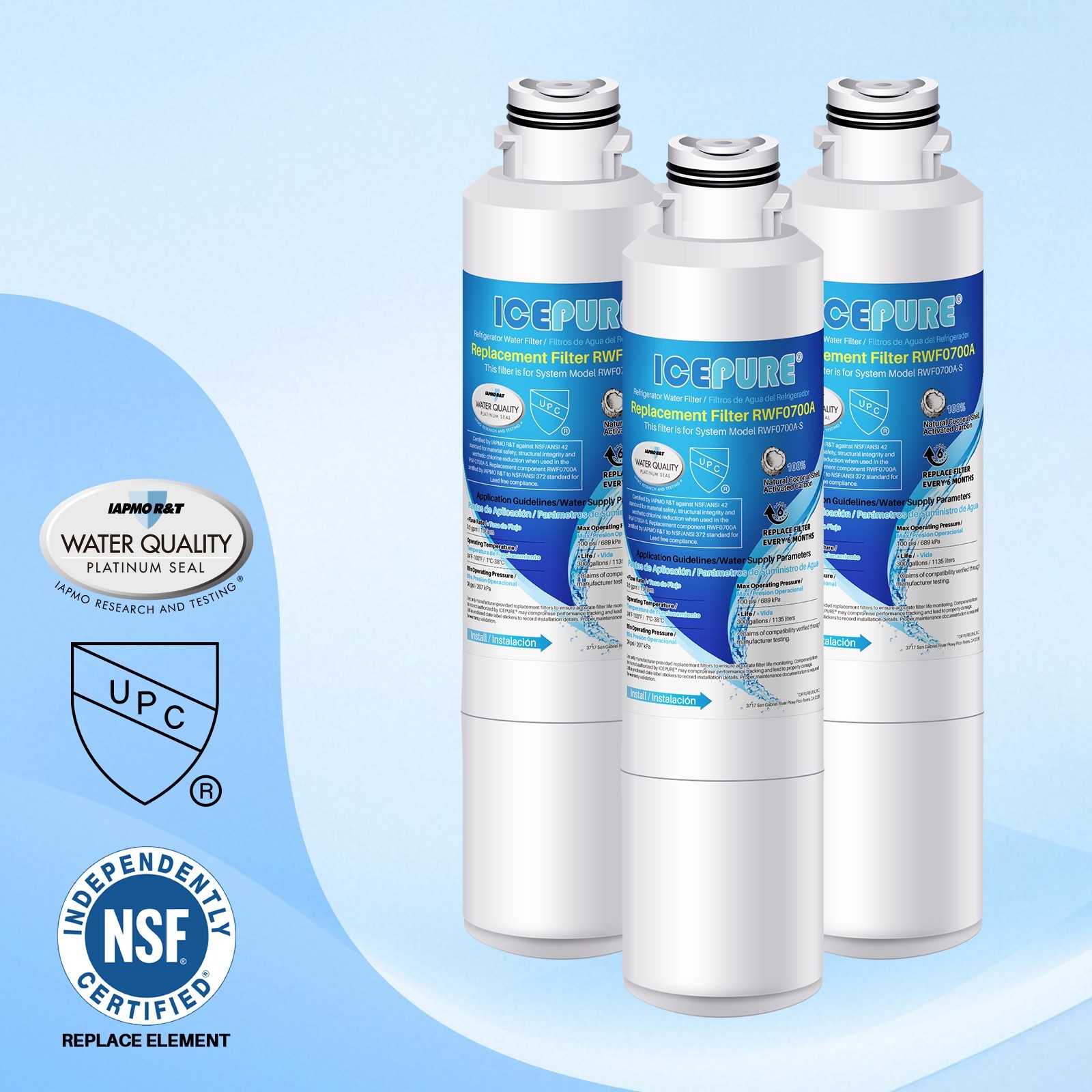 RWF0700A Refrigerator Water Filter Replacement for DA29-00020B HAF-CIN/EXP 3PACK