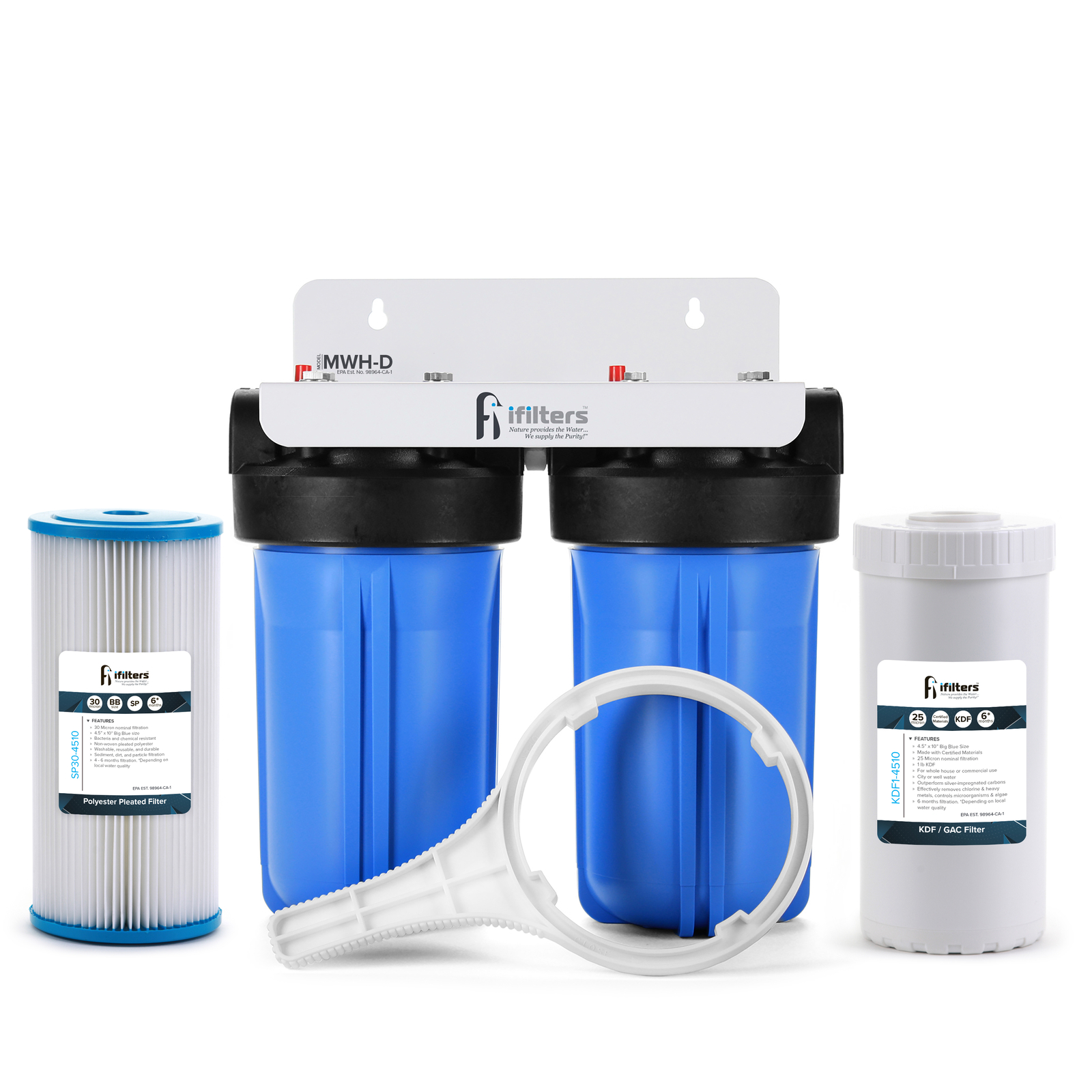 Well Water Filtration System Sediment Odor Taste Rust Whole House, 1″ Ports