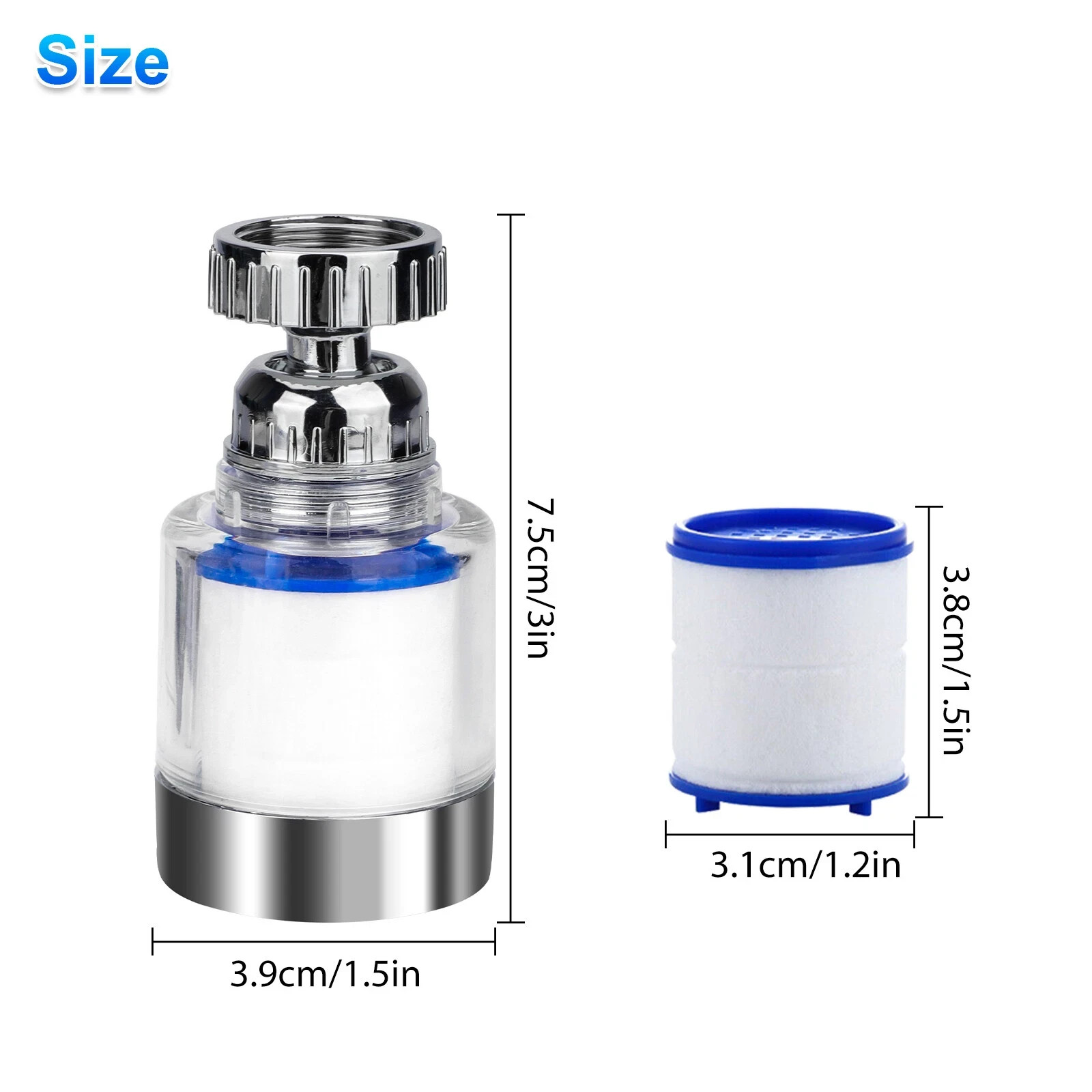Faucet Water Filter Tap Filtration Kitchen Sink Mount Purifier System 360°Rotate