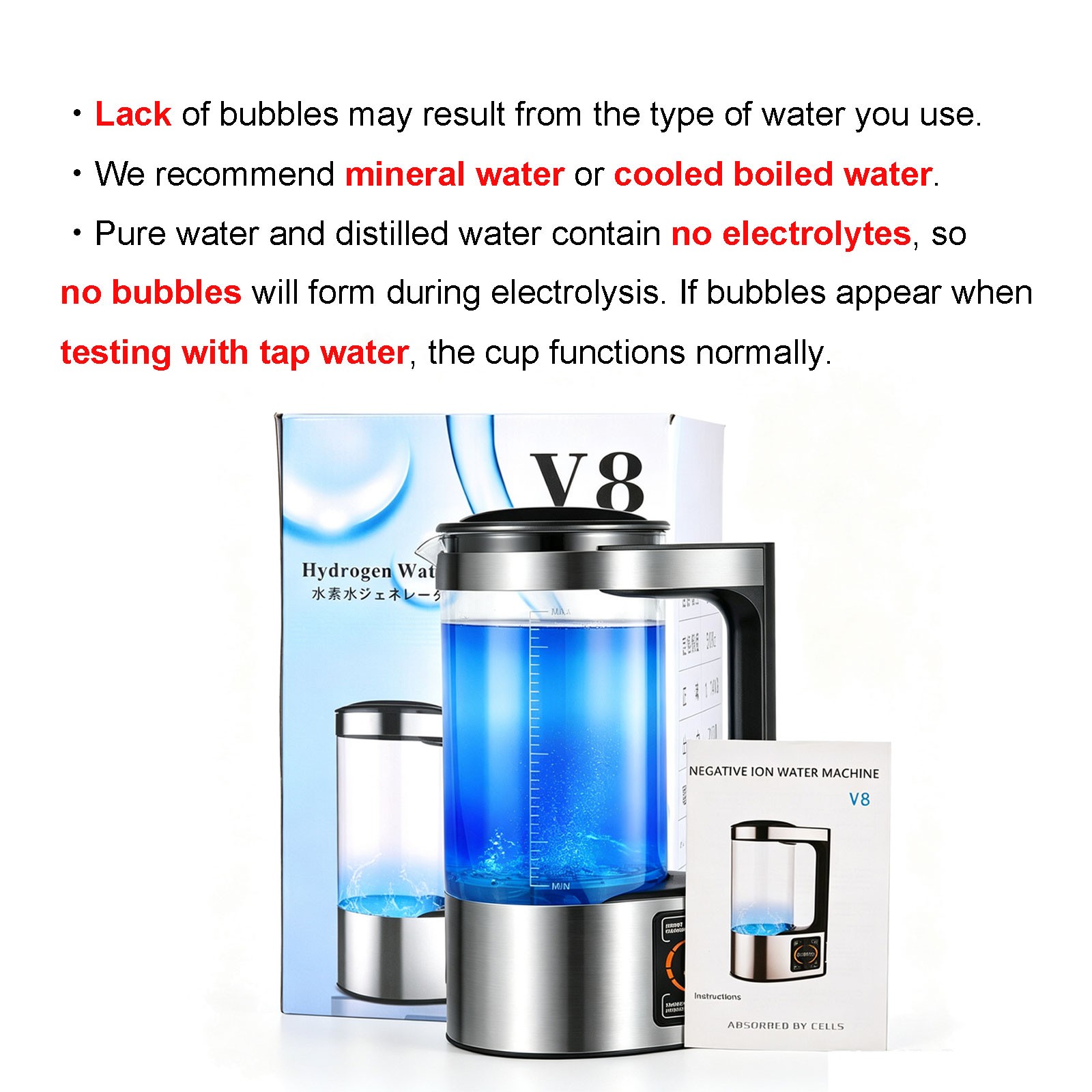 Hydrogen Water Kettle Electric Rich Hydrogen Ionizer Generator 2L Large Capacity