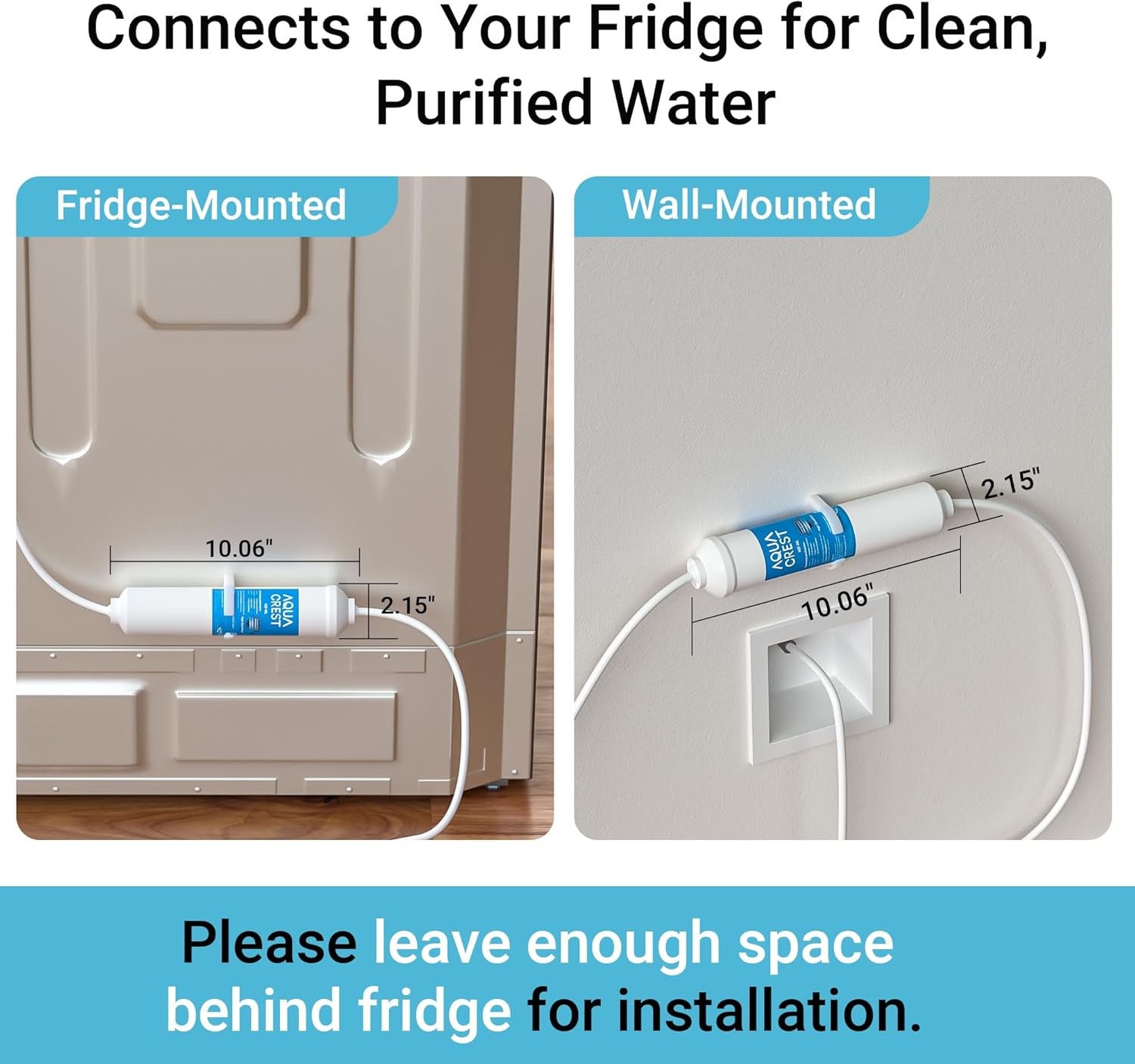 AQUA CREST Inline Water Filter for Refrigerator,Ice Maker,Under Sink System
